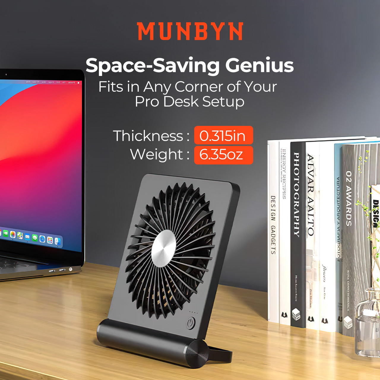 MUNBYN Mini Desk Fan mit 2000mAh battery for 20H Cooling
