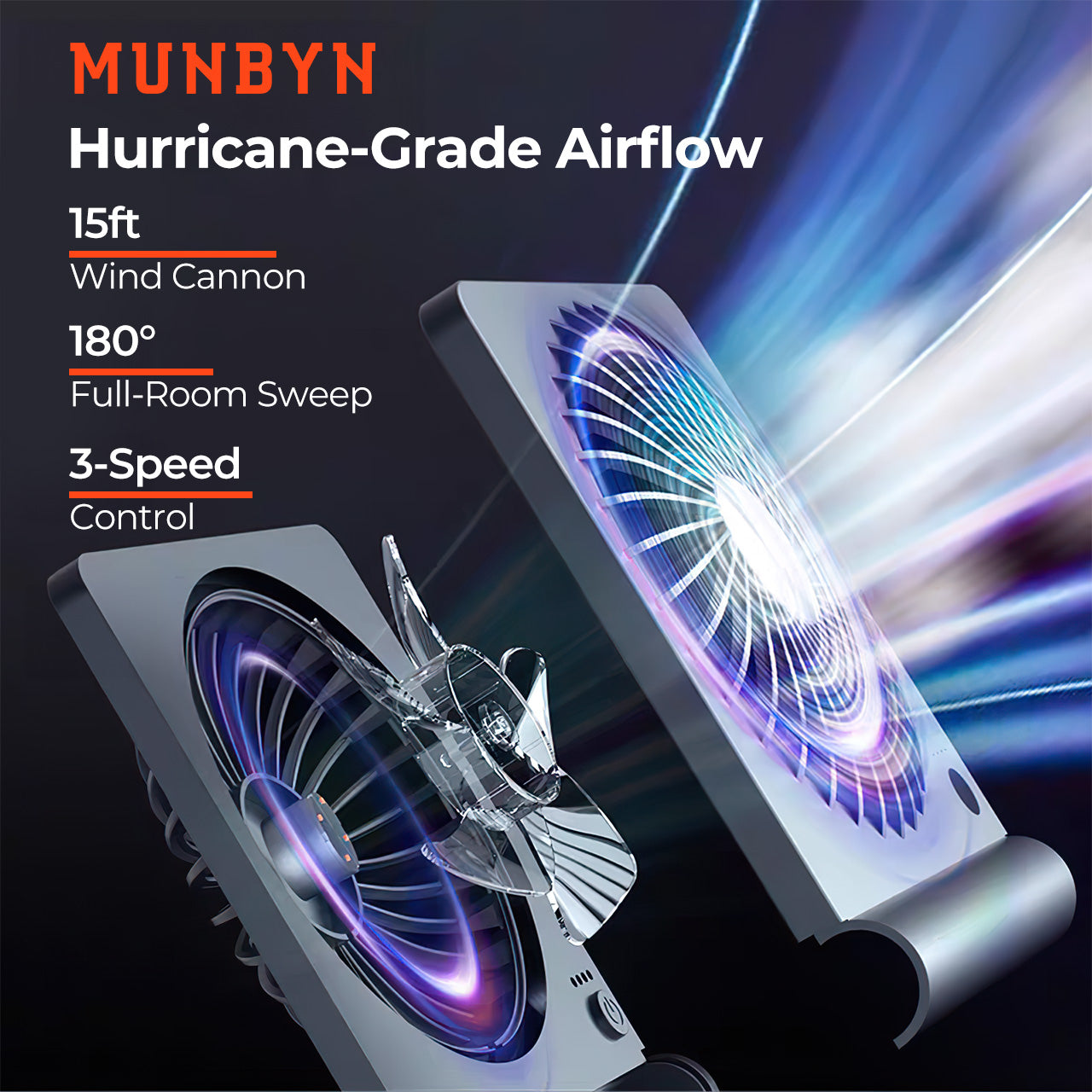 MUNBYN Mini Desk Fan mit 2000mAh battery for 20H Cooling
