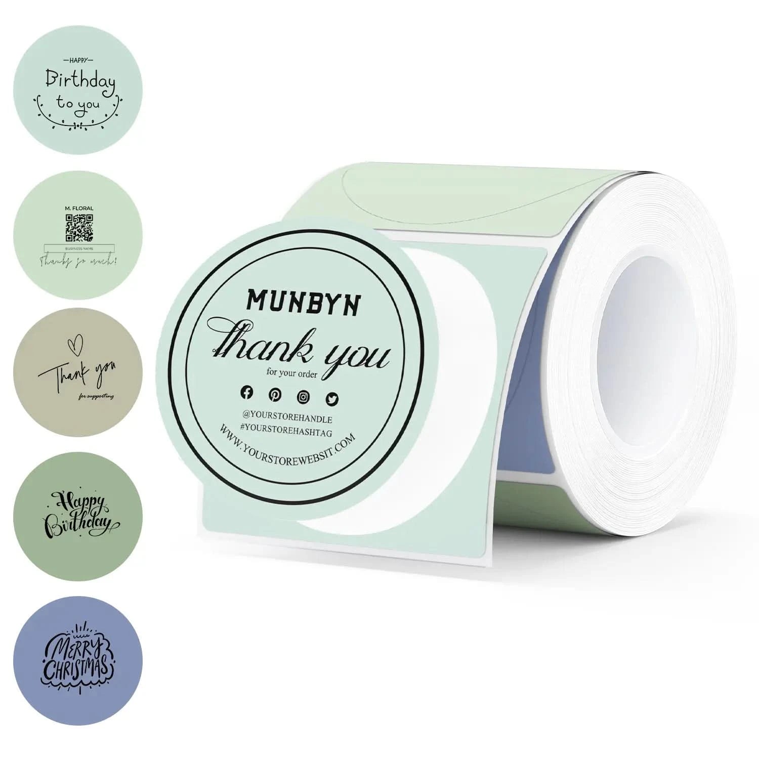 MUNBYN 2in Morandi Series 5 Color Round Labels 150pcs