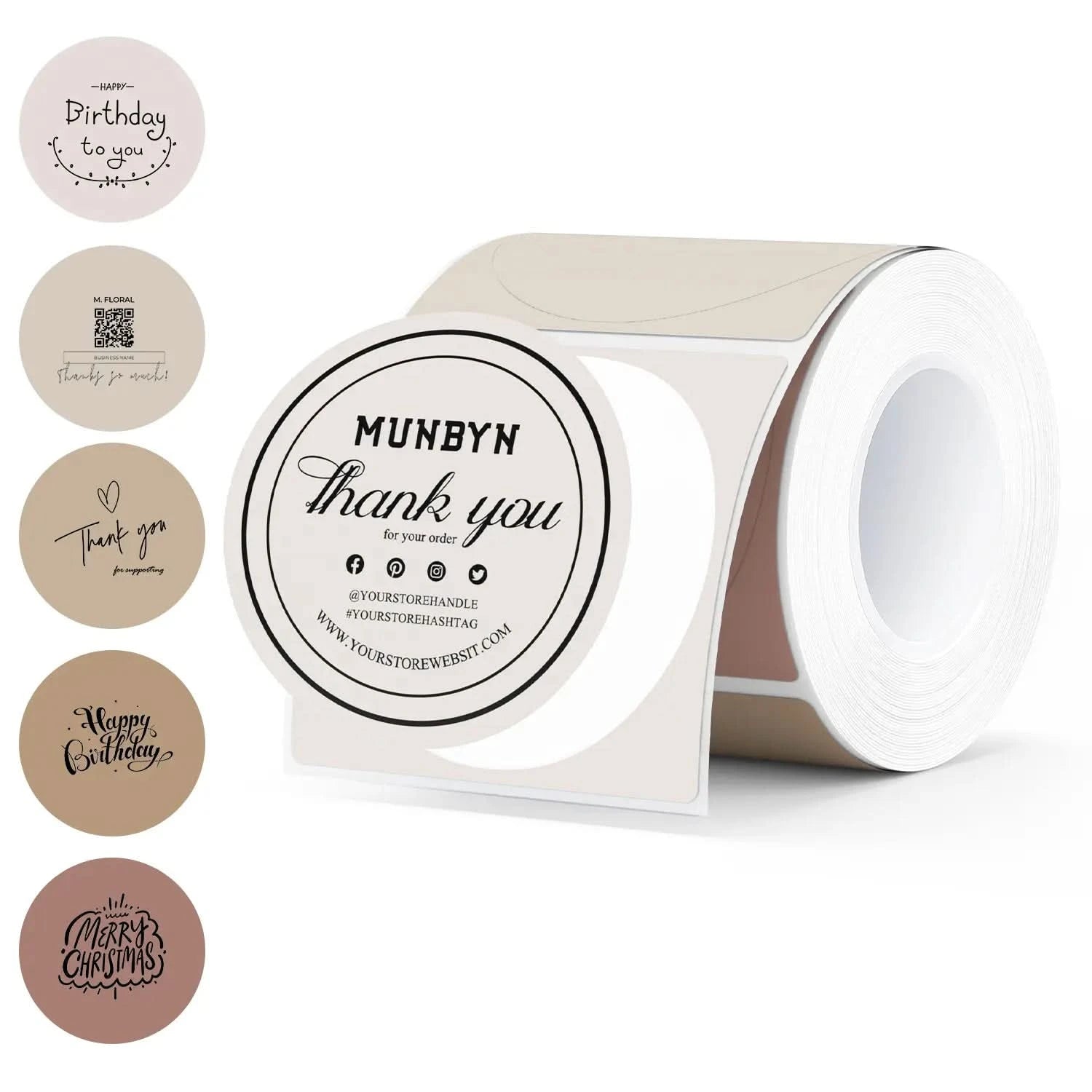 MUNBYN 2in Morandi Series 5 Color Round Labels 150pcs