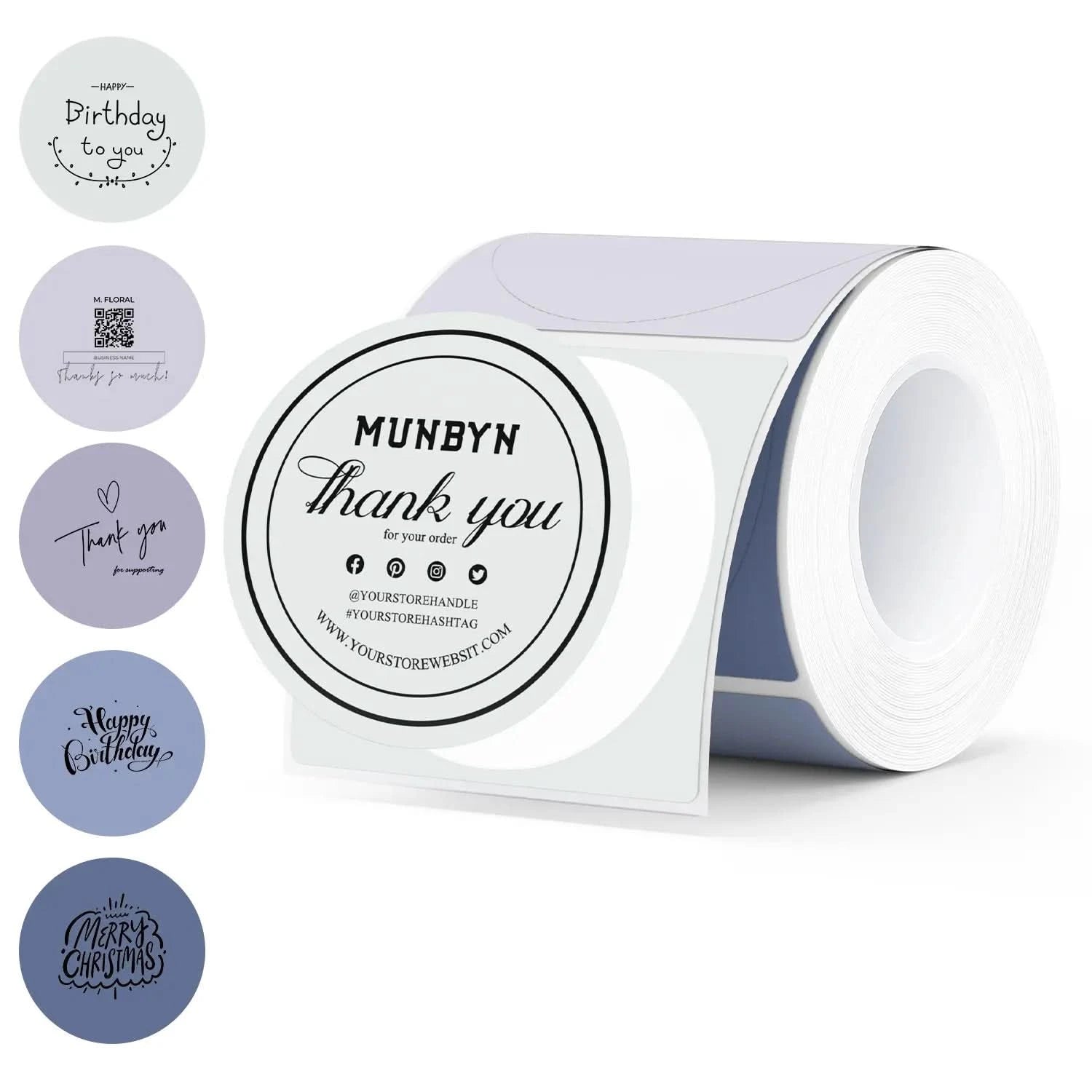 MUNBYN 2in Morandi Series 5 Color Round Labels 150pcs