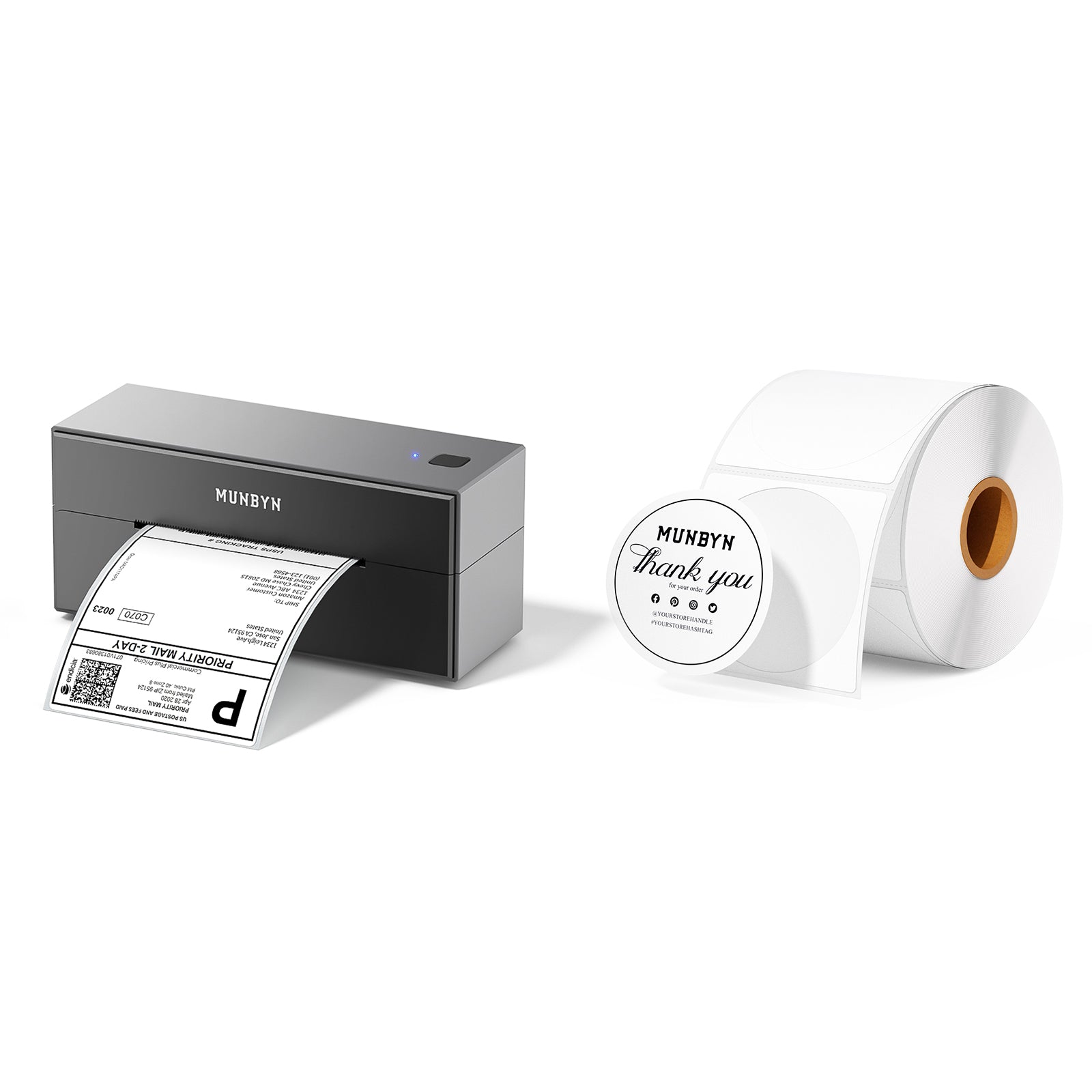 MUNBYN RealWriter 129B Bluetooth Thermal Label Printer| Black