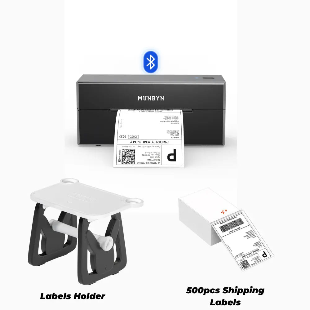 MUNBYN RealWriter 129B Bluetooth Thermal Label Printer| Black