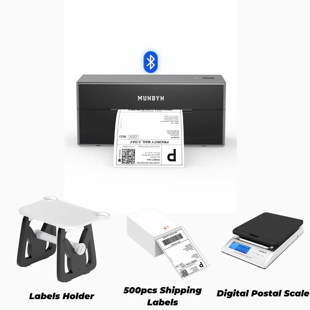 MUNBYN RealWriter 129B Bluetooth Thermal Label Printer| Black