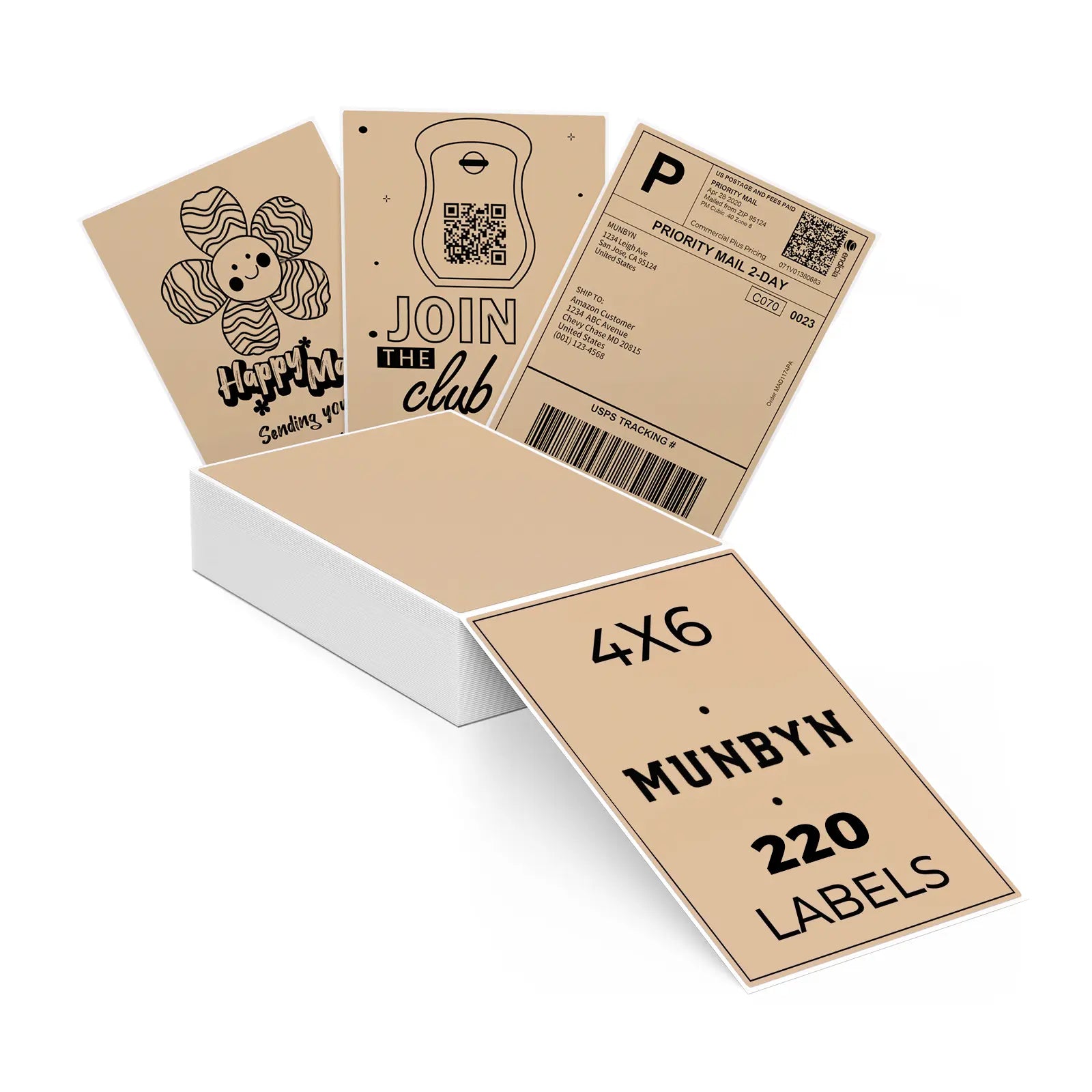 MUNBYN 4x6 Brown Fan-Fold Direct Thermal Shipping Labels