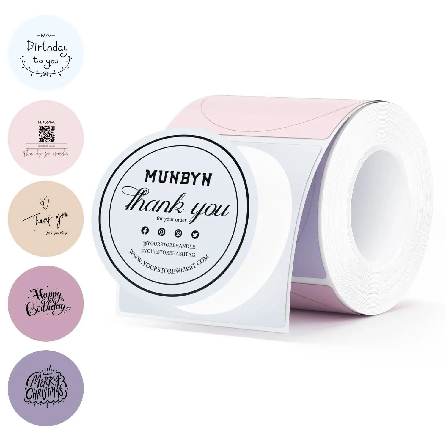 MUNBYN 2in Morandi Series 5 Color Round Labels 150pcs