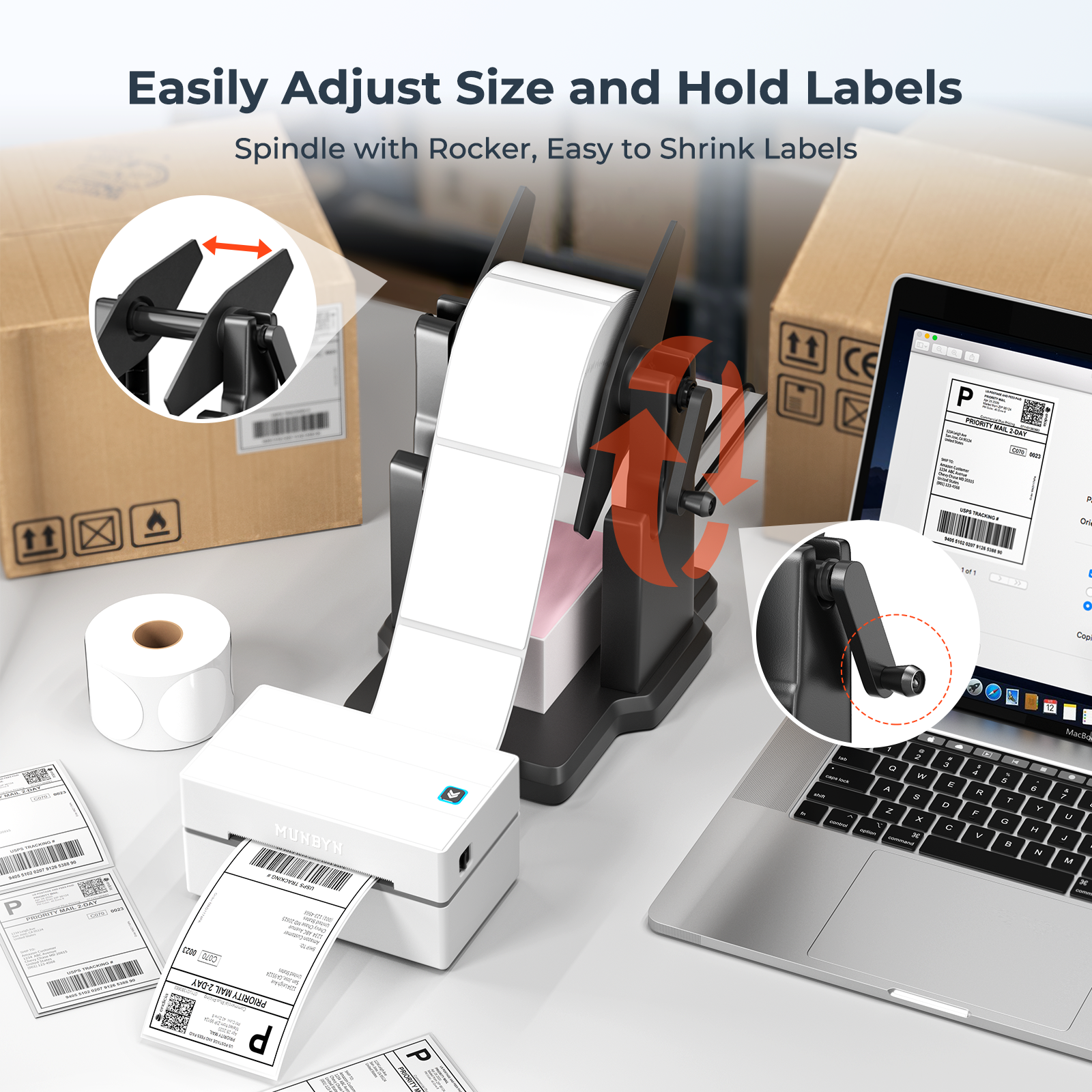 MUNBYN Roll and Fan-Fold 2 in 1 Label Holder