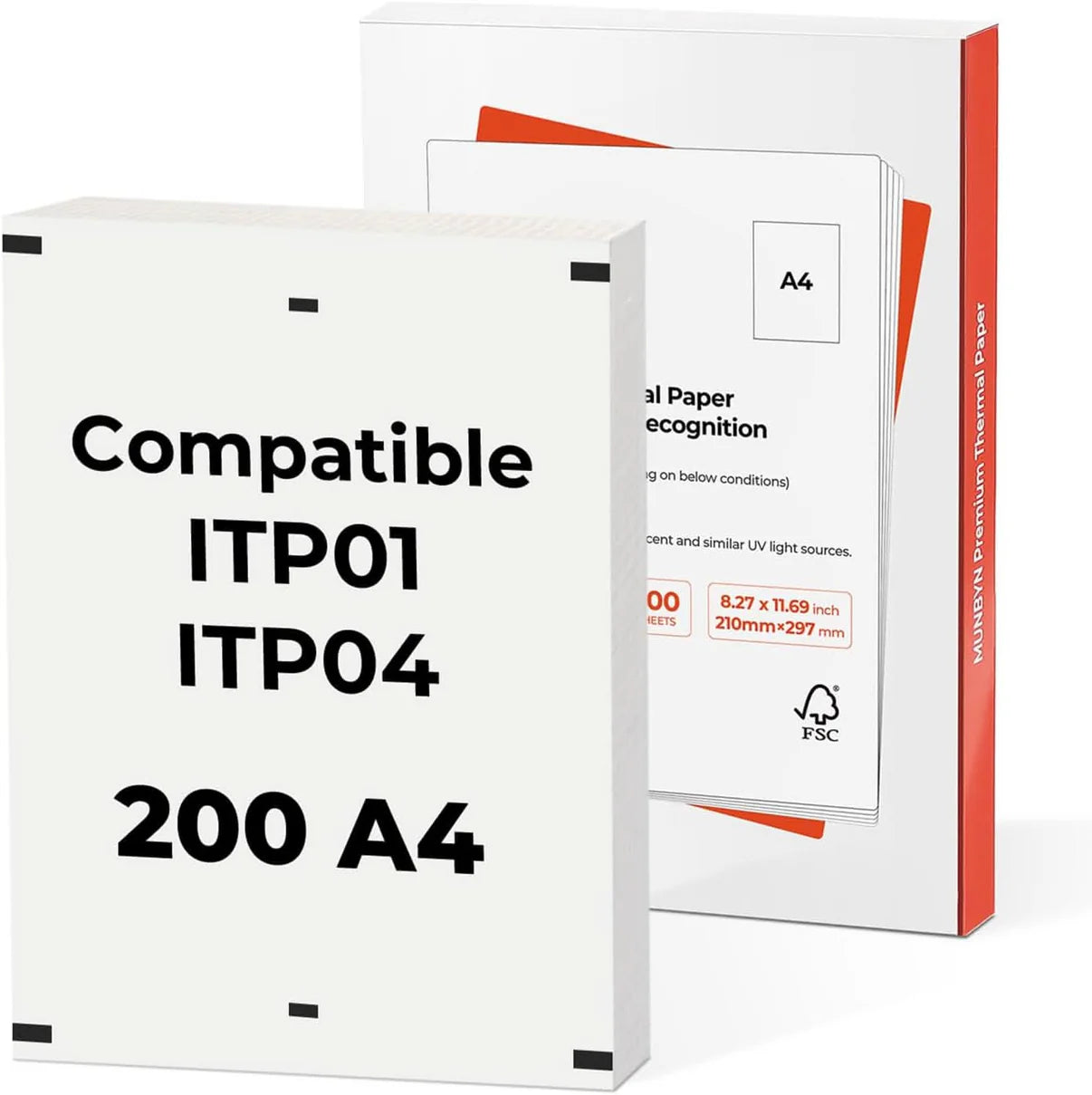 MUNBYN A4 Thermal Paper for ITP01/ ITP04