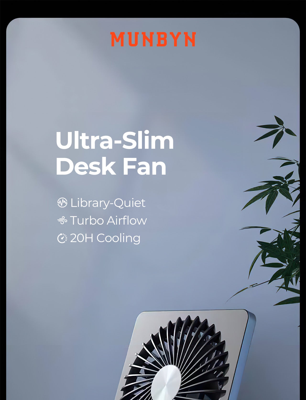 MUNBYN Mini Desk Fan mit 2000mAh battery for 20H Cooling