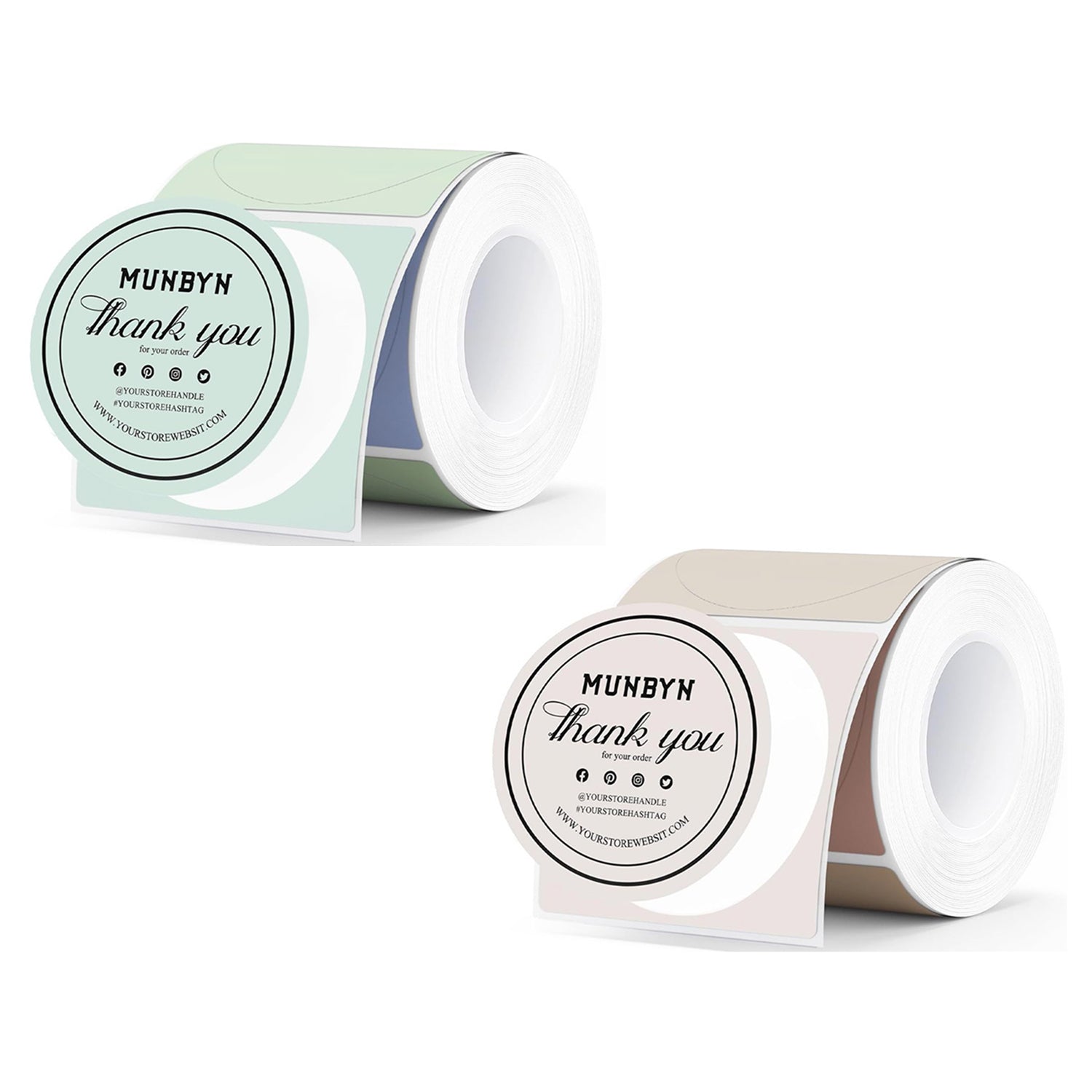 MUNBYN 2" Morandi Round Thermal Labels Kit for Product and Packaging Stickers
