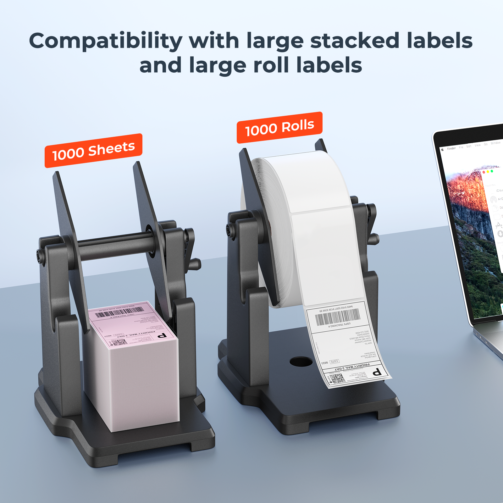 MUNBYN Roll and Fan-Fold 2 in 1 Label Holder