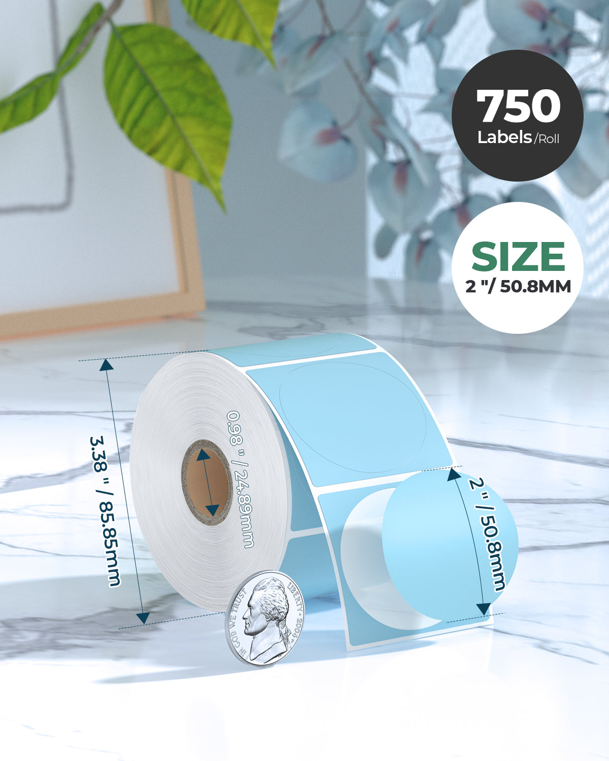 MUNBYN 2" Circle Thermal Labels Mix Pack for Product and Logo Stickers