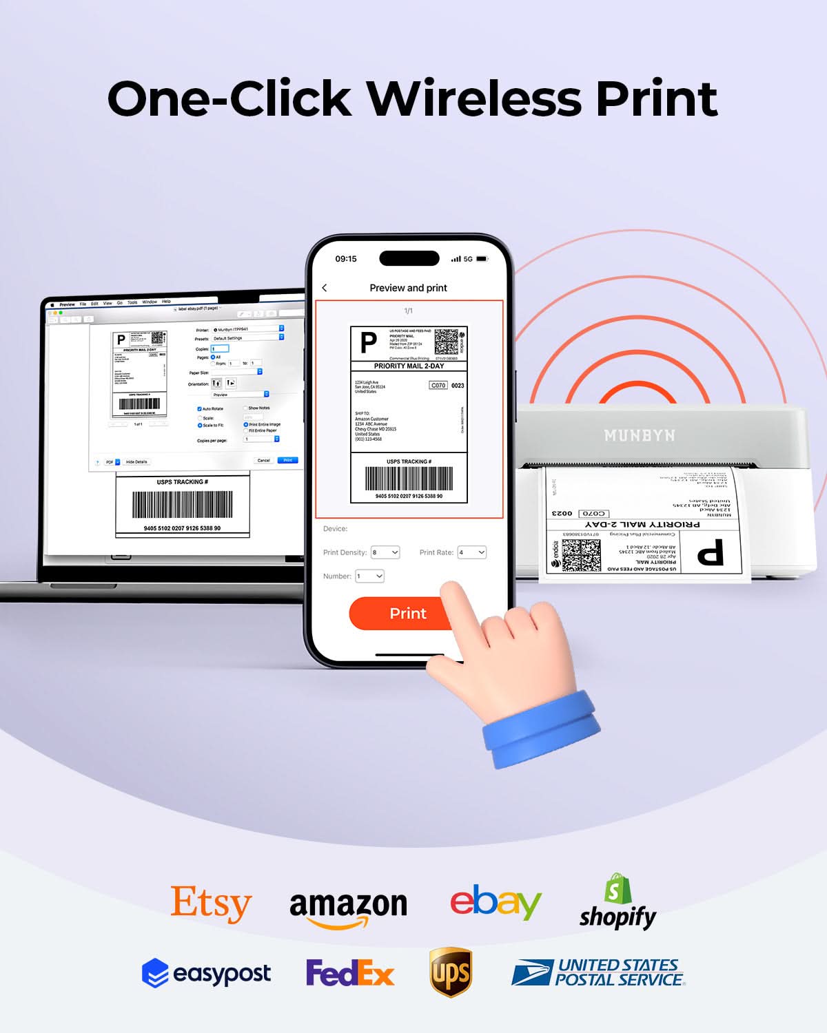 MUNBYN RealWriter 403B Bluetooth Thermal Label Printer Kits