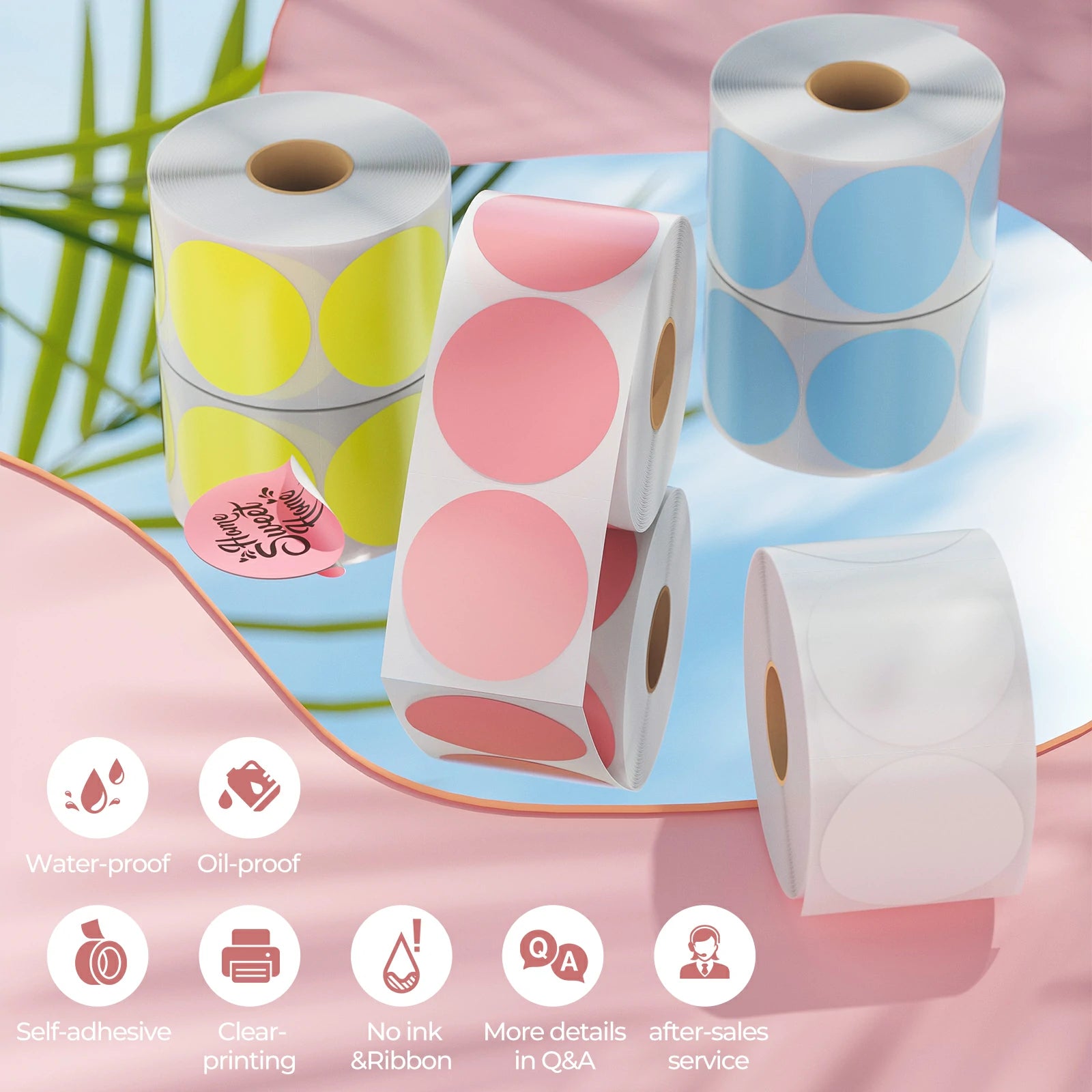 With their water and oil resistance, MUNBYN 2" coloured circle thermal labels are ideal for labeling products that will be exposed to moisture.