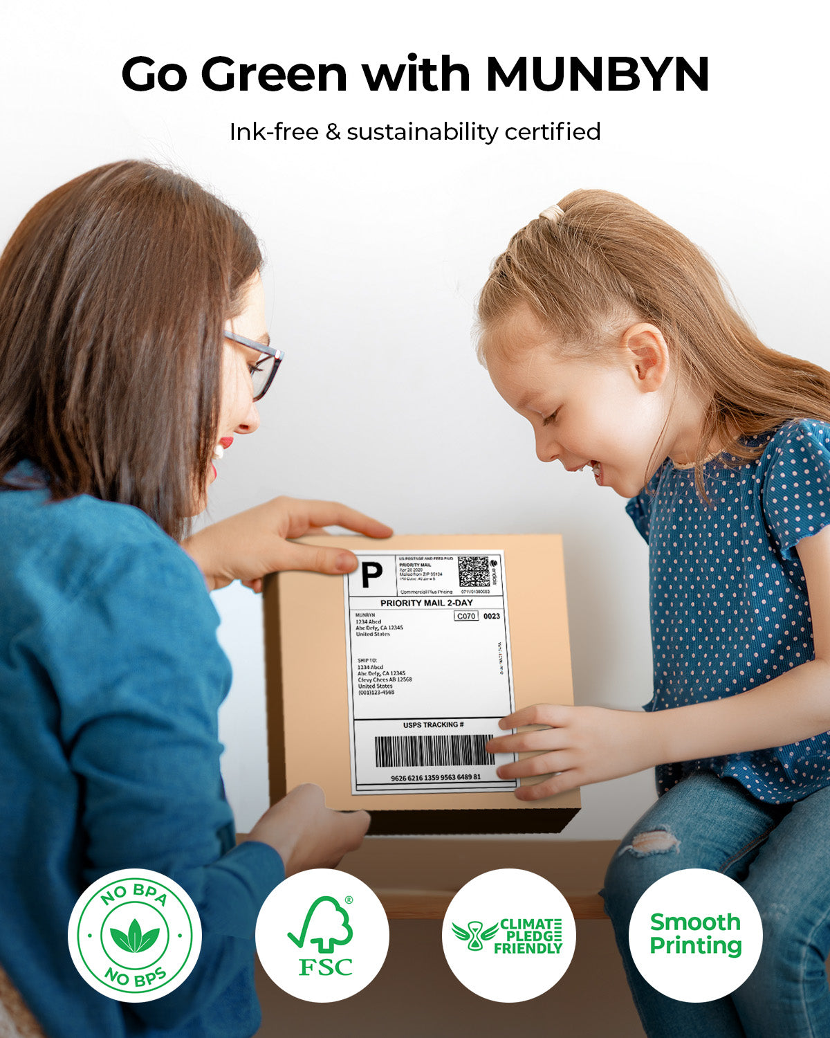 MUNBYN 4x6 Fan-Fold Direct Thermal Shipping Labels for Ecommerce Orders