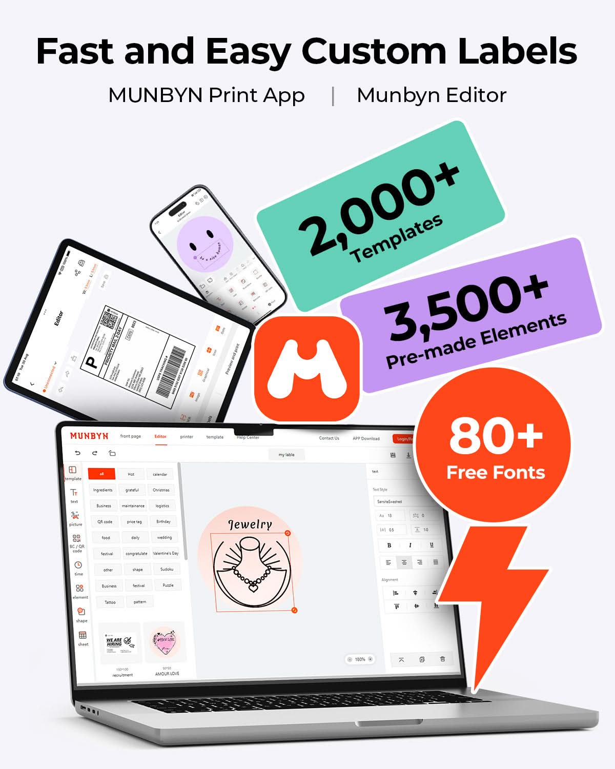 MUNBYN RealWriter 403B Bluetooth Thermal Label Printer Kits
