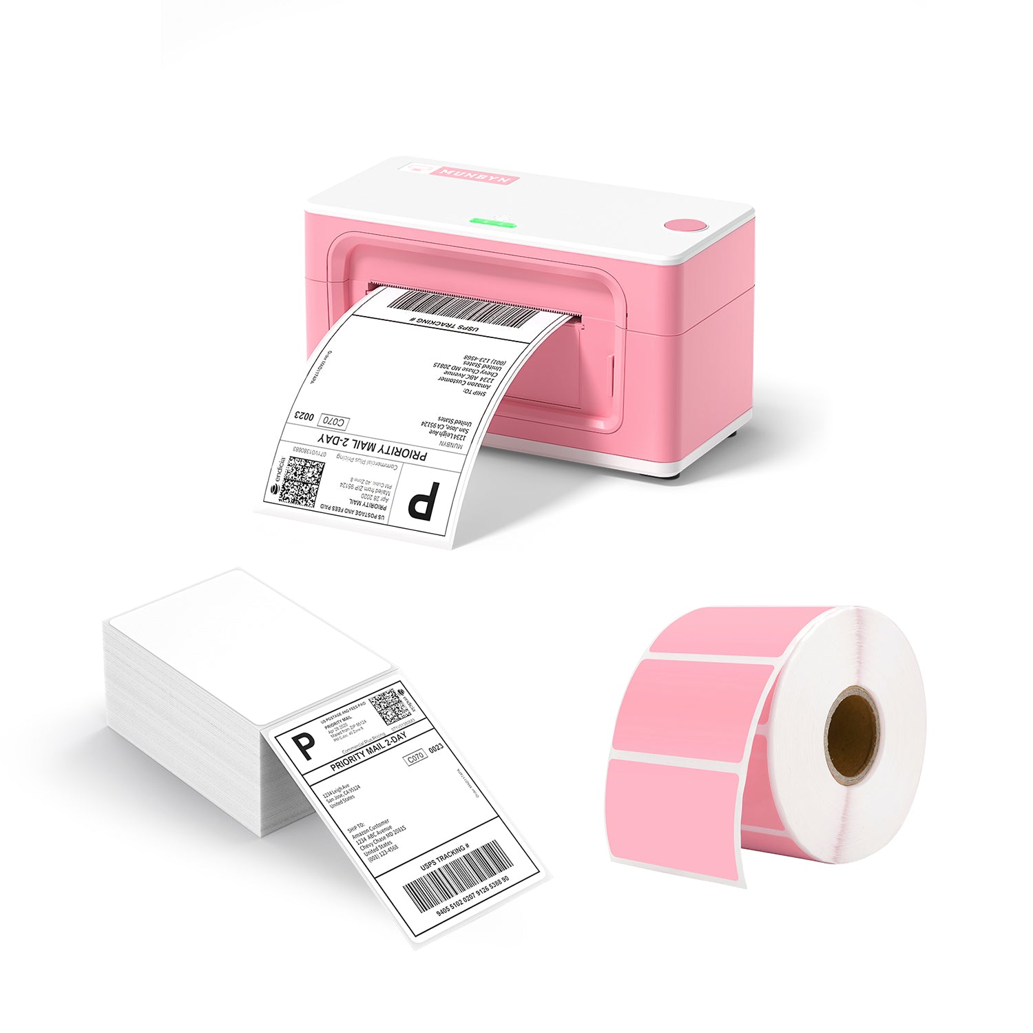 MUNBYN RealWriter 941AP AirPrint Thermal Label Printer Kits-Pink