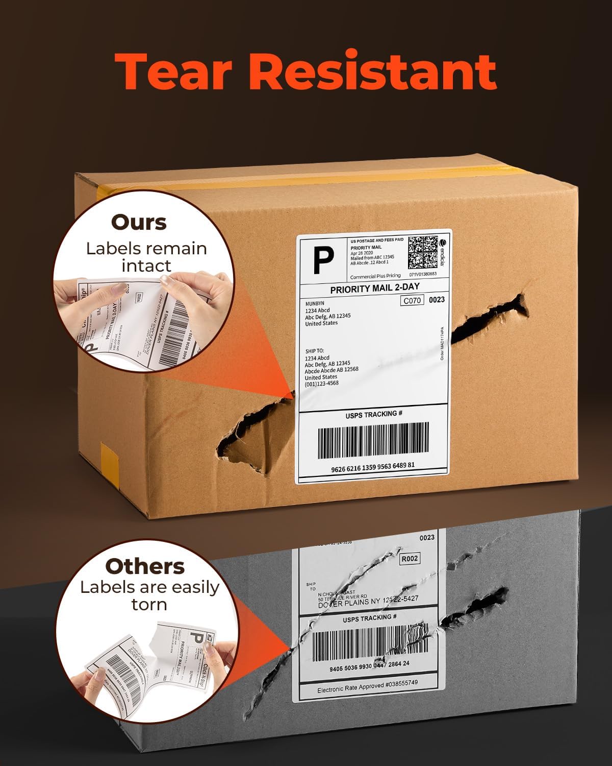 MUNBYN 4"x6" Direct Thermal Shipping Labels, 5-Proof Label Paper for Thermal Printers