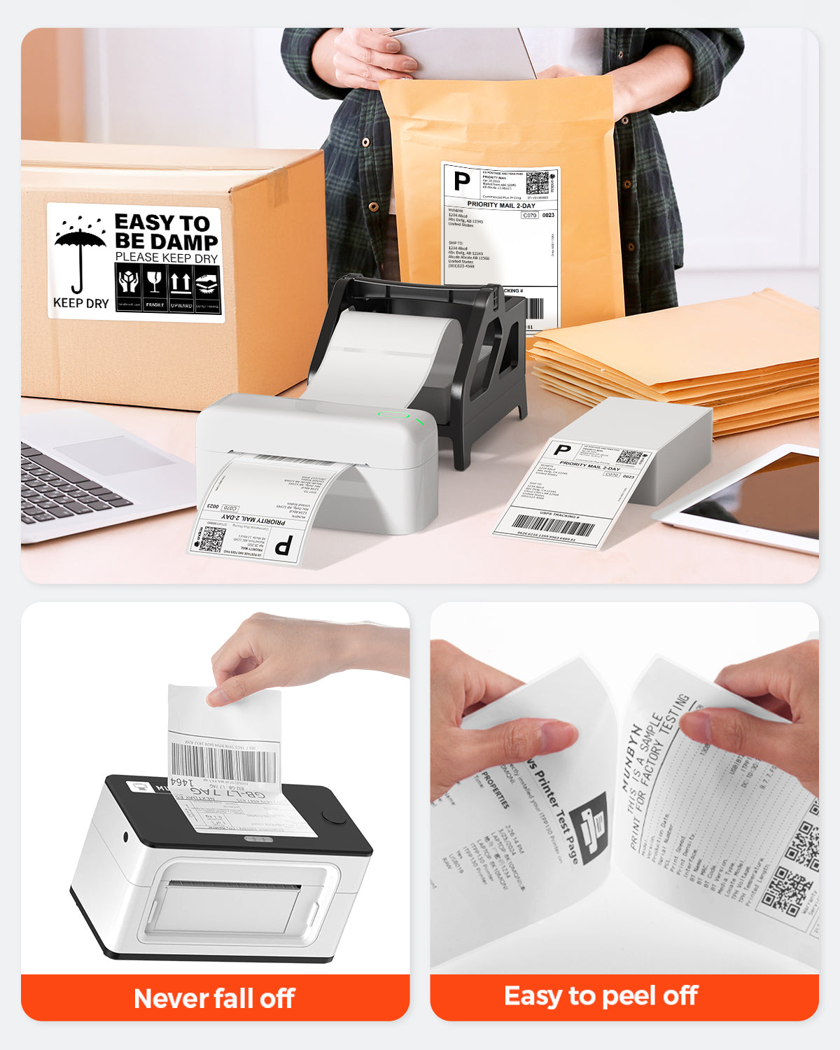 MUNBYN 4"x6" Direct Thermal Shipping Labels, 5-Proof Label Paper for Thermal Printers