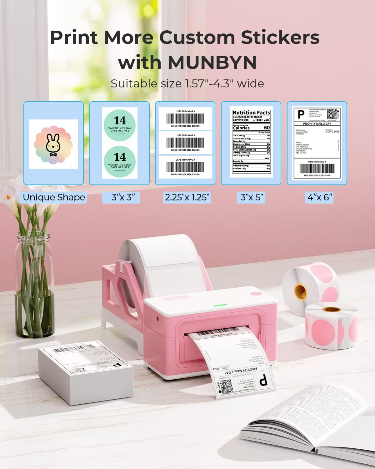MUNBYN 941BP Bluetooth Thermal Label Printer 300DPI Kits