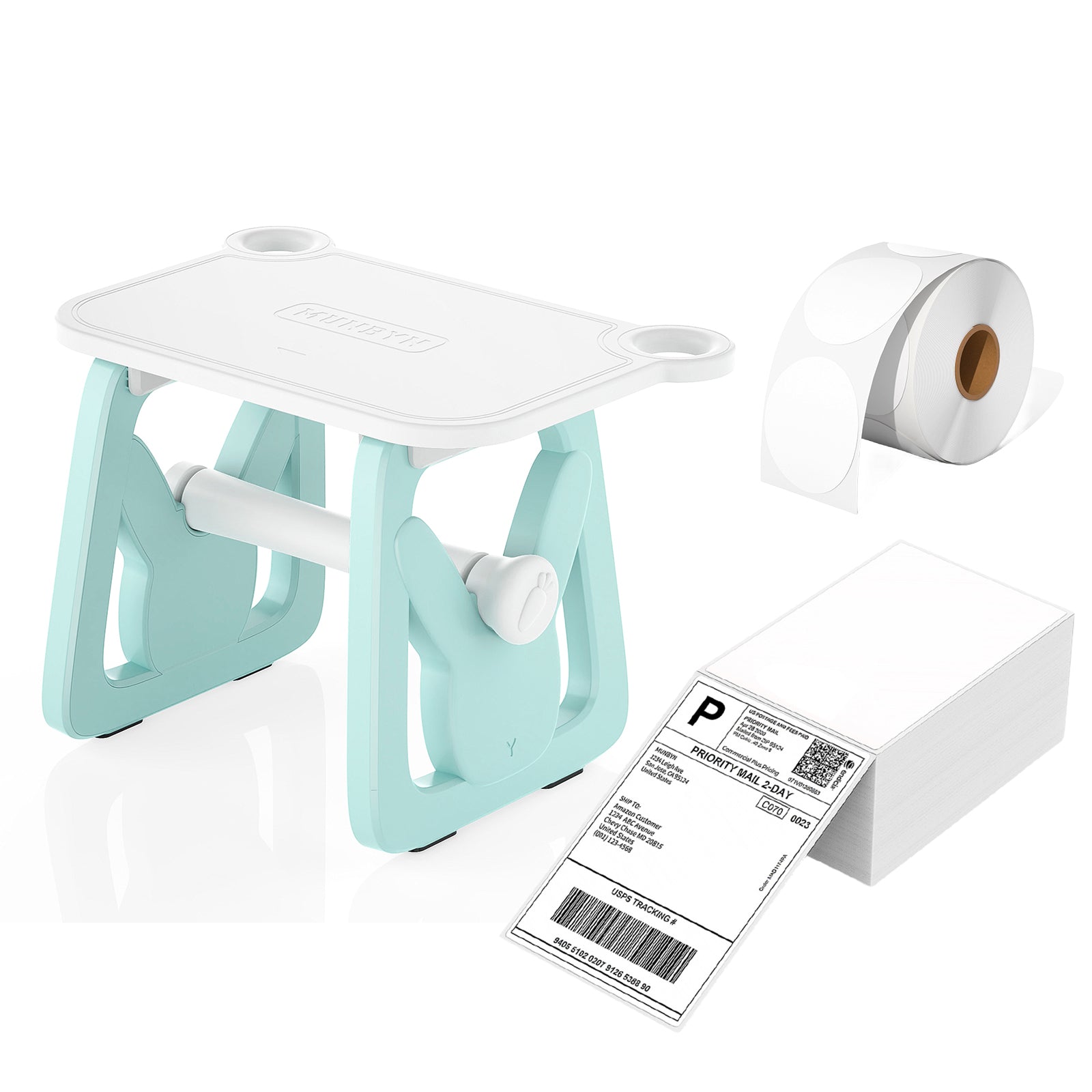 MUNBYN 3 in 1 Label Holder for Roll and Fan-Fold Labels Kits