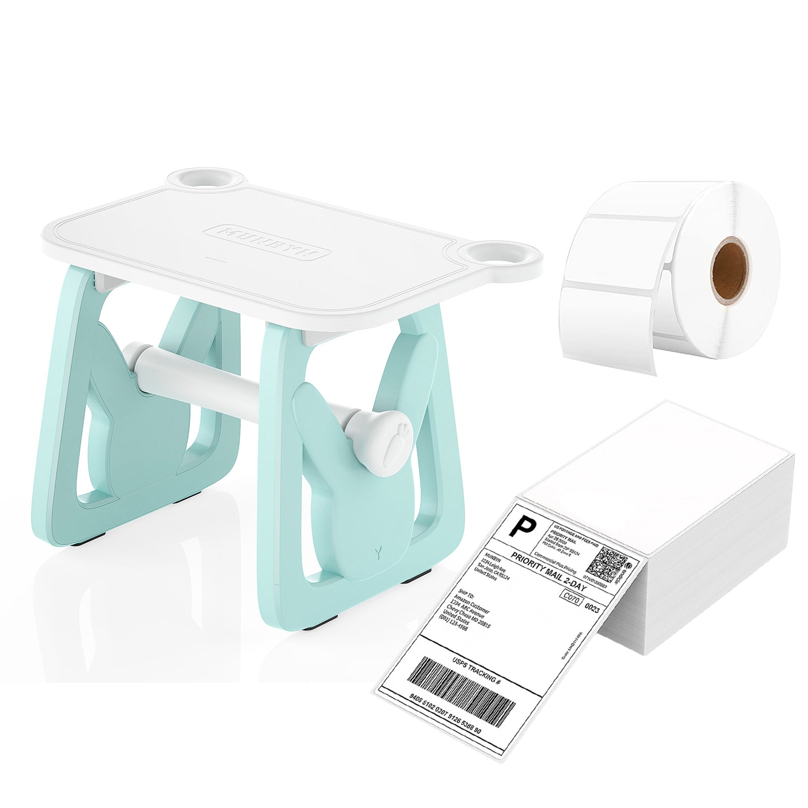 MUNBYN 3 in 1 Label Holder for Roll and Fan-Fold Labels Kits