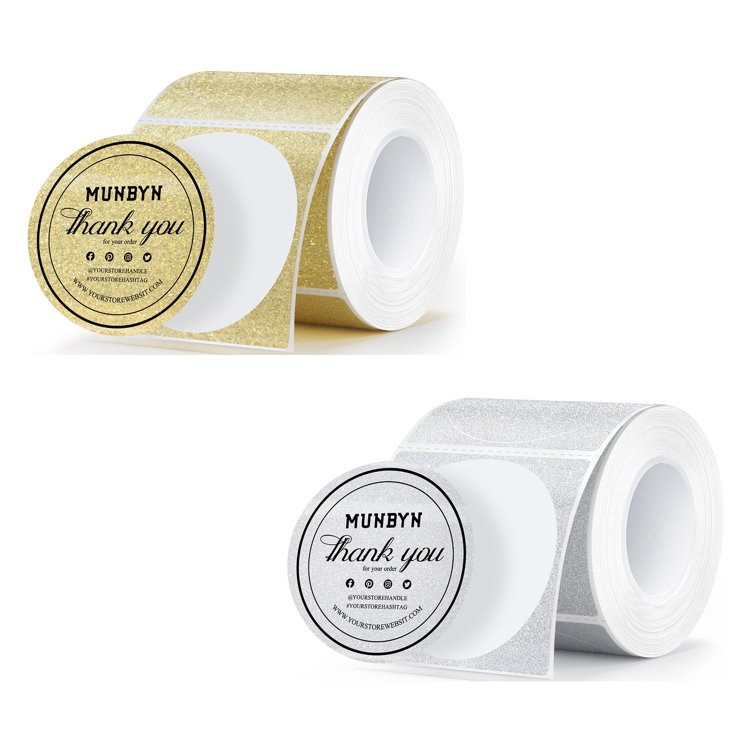 MUNBYN 2" Glitter Thermal Labels Kit for Branding Stickers
