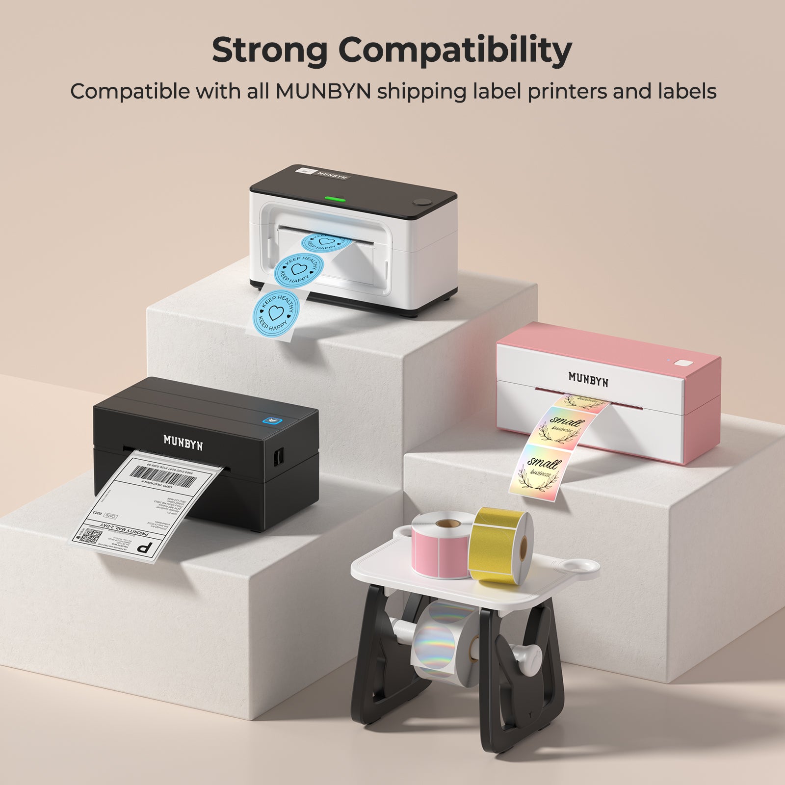 MUNBYN 3 in 1 Label Holder for Roll and Fan-Fold Labels
