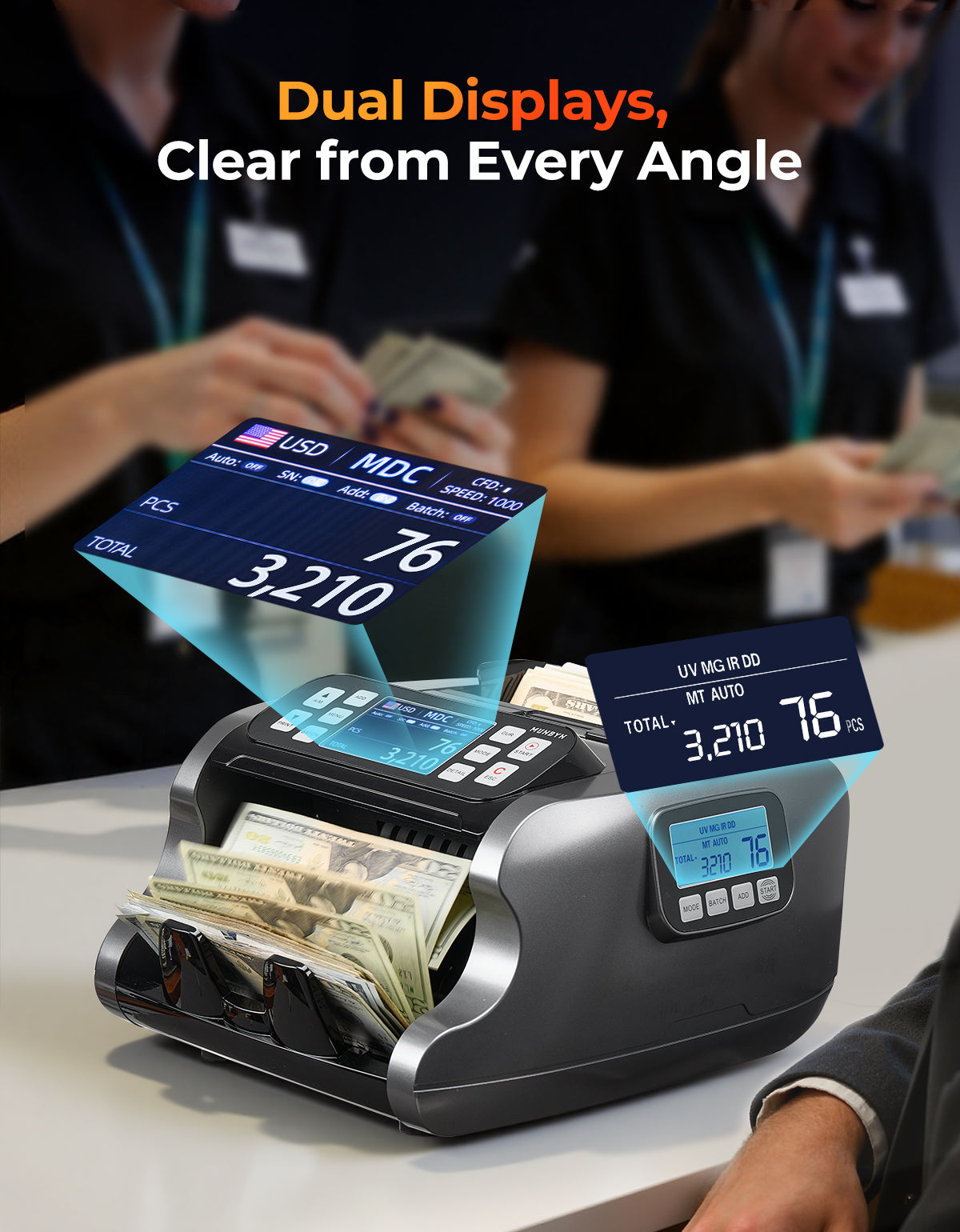 MUNBYN IMC22 Mixed Denomination Money Counter Machine for Business & Merchant
