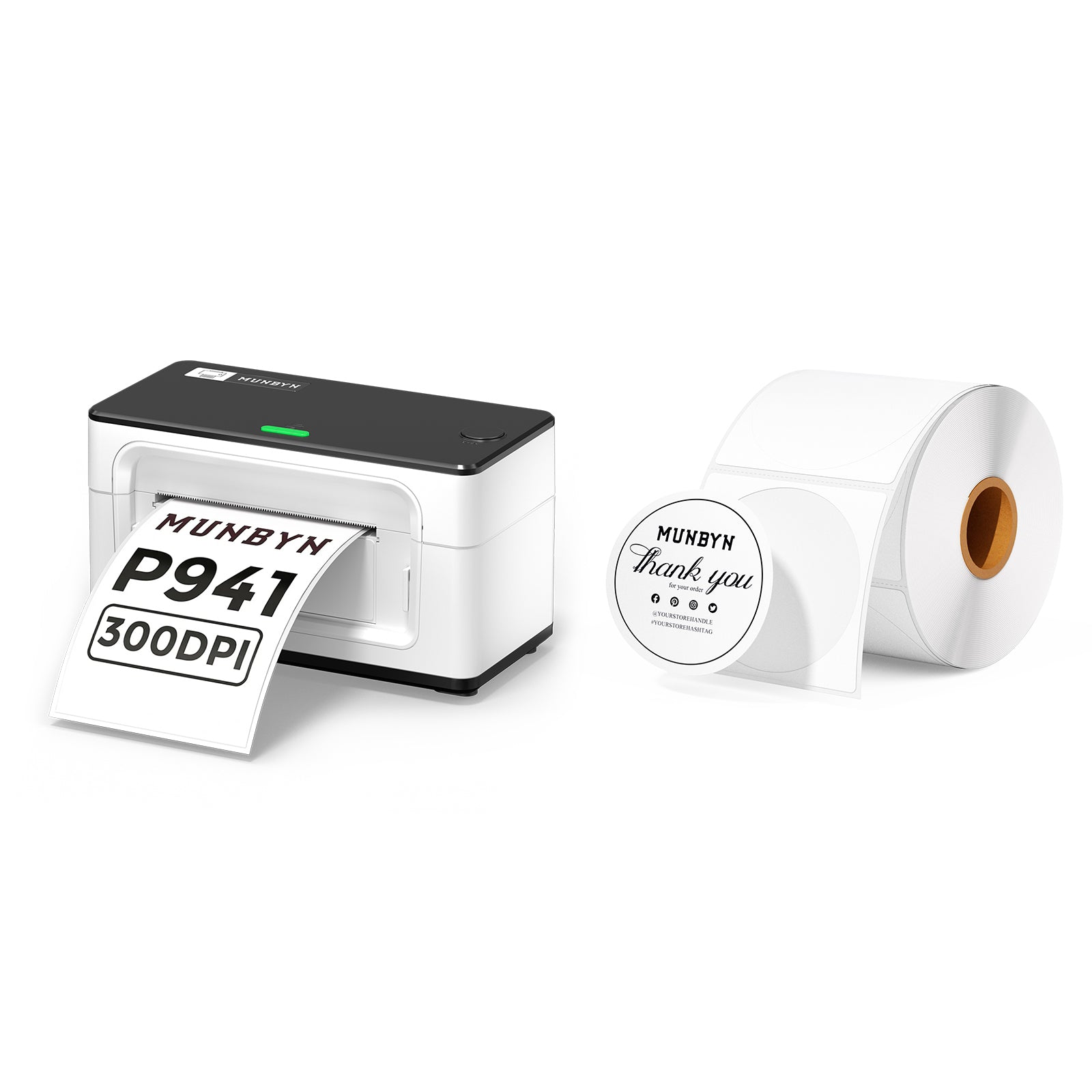 MUNBYN 941BP Bluetooth Thermal Label Printer 300DPI Kits