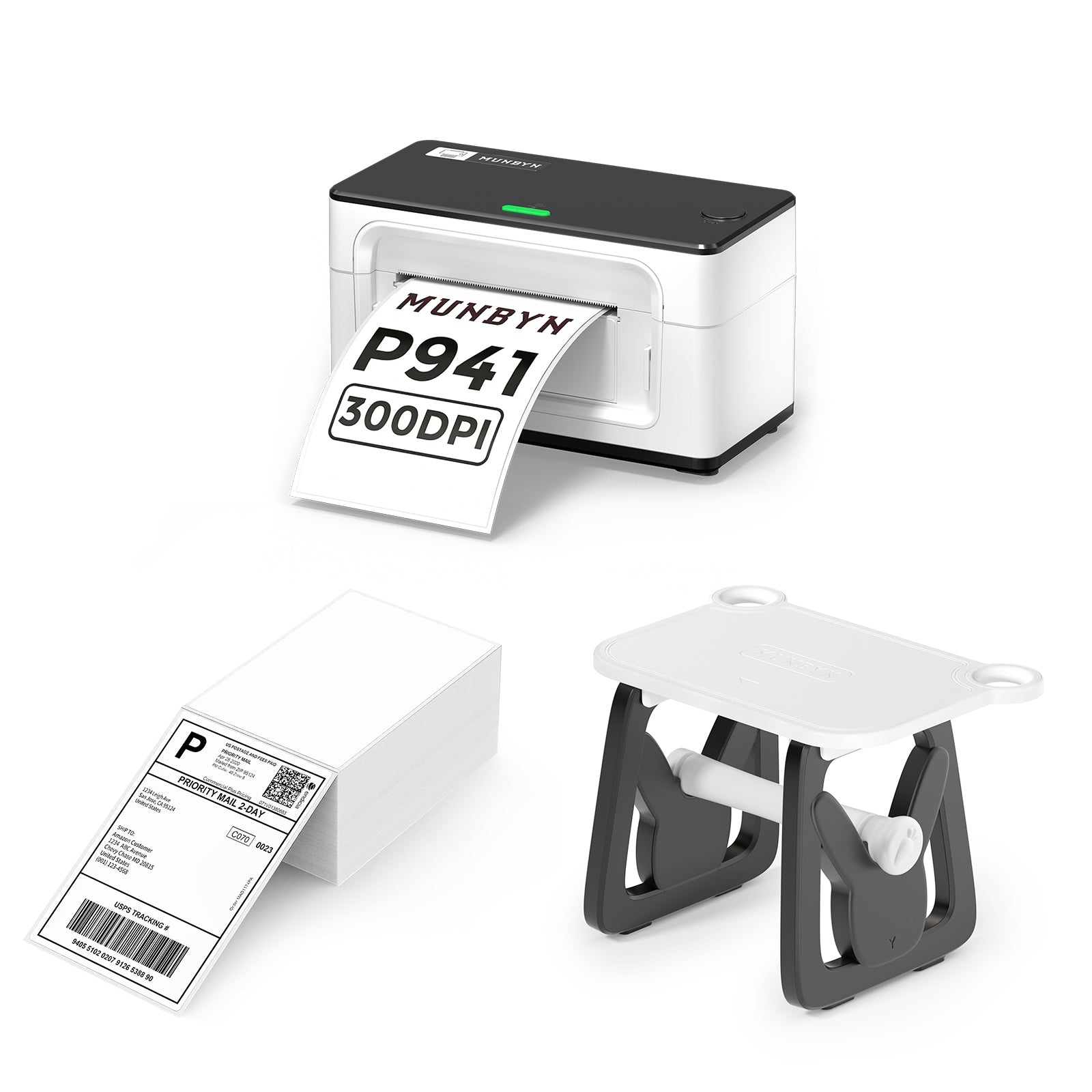 MUNBYN 941BP Bluetooth Thermal Label Printer 300DPI Kits
