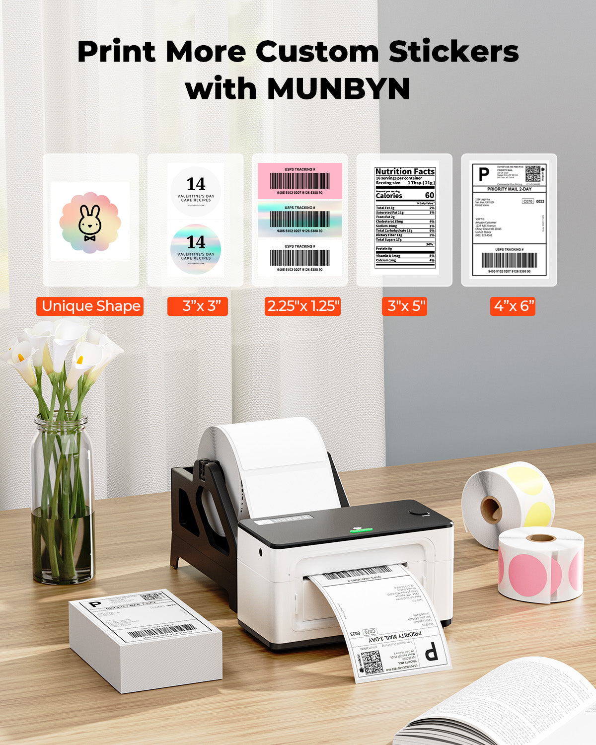 MUNBYN 941BP Bluetooth Thermal Label Printer 300DPI