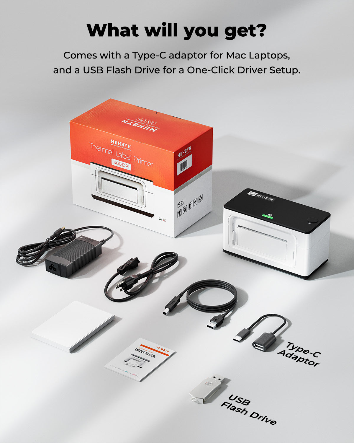 MUNBYN 941BP Bluetooth Thermal Label Printer 300DPI