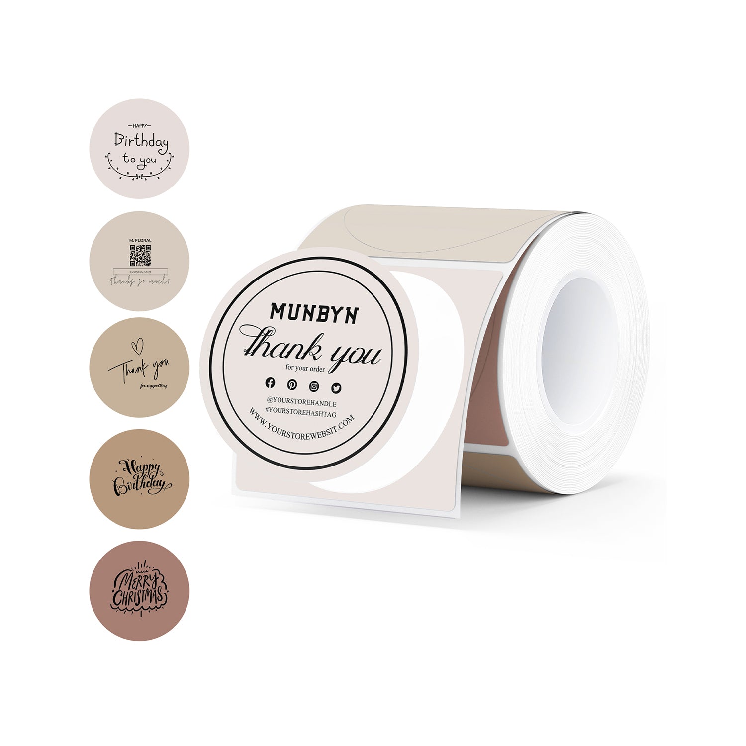 MUNBYN 2" Morandi Round Thermal Labels for Product and Packaging Stickers