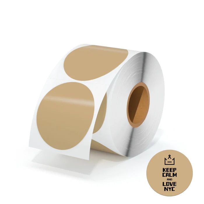 MUNBYN 3" Circle Direct Thermal Sticker Labels Brown/ White | 500 Labels Per Roll