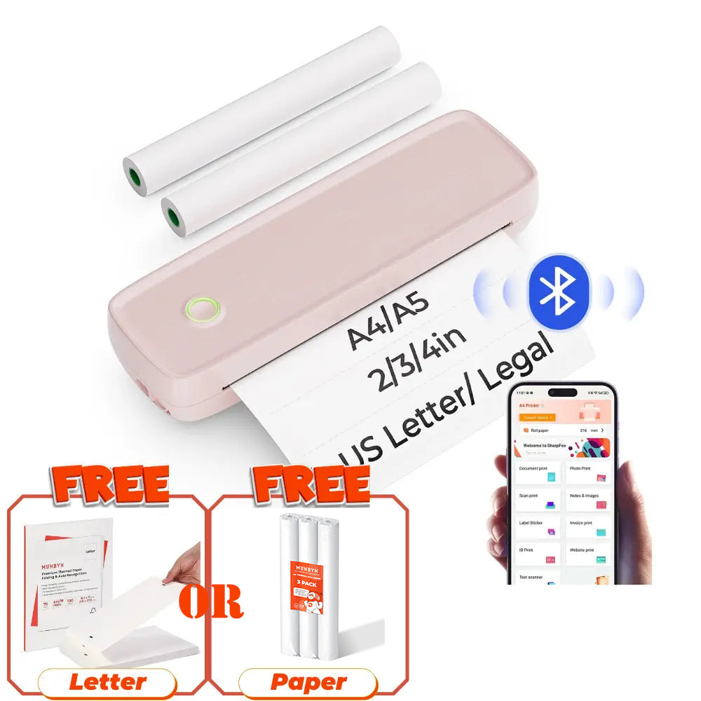 MUNBYN ITP04 A4 Portable Inkless Thermal Printer