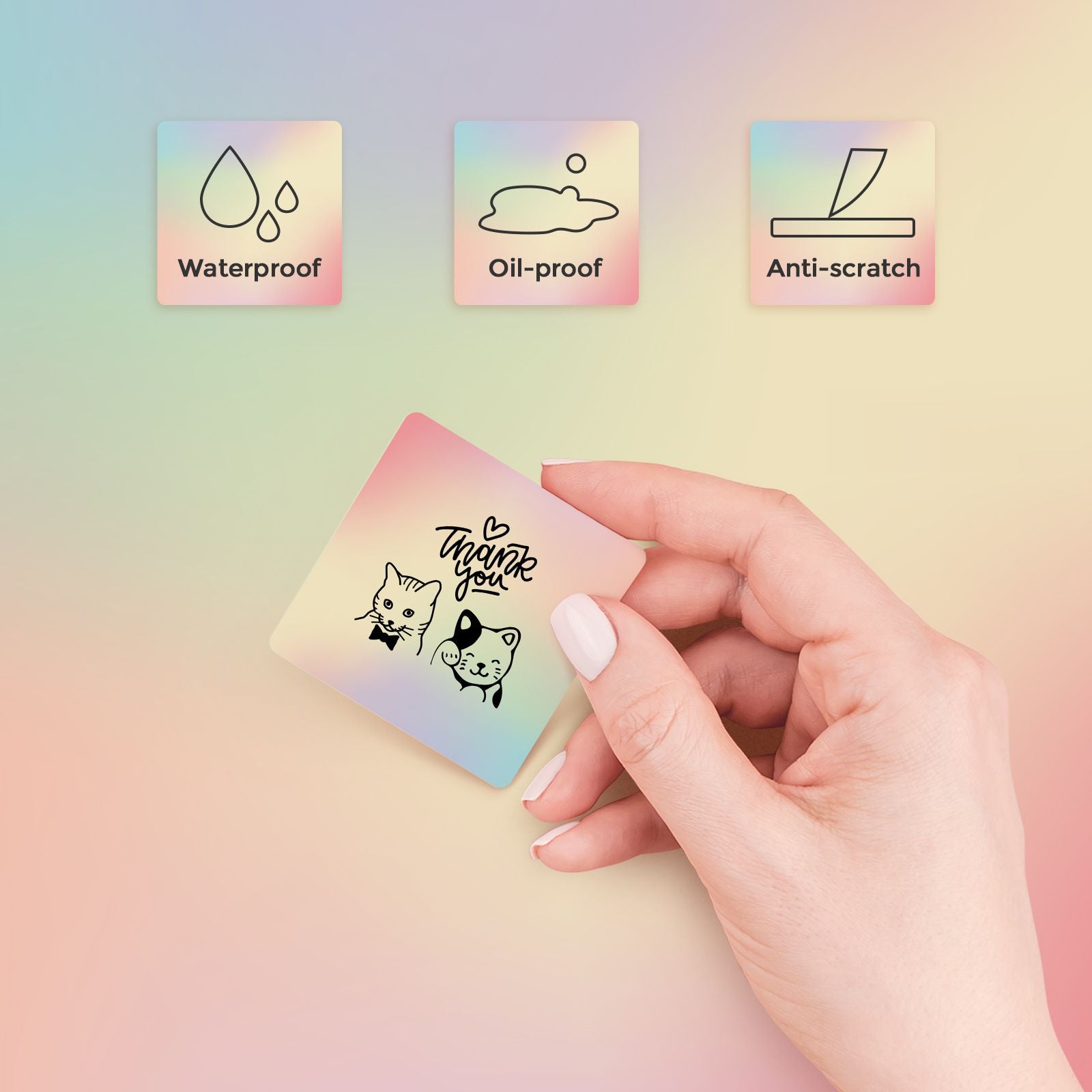 MUNBYN customizable 50mm direct thermal square sticker labels are waterproof and oil-proof.