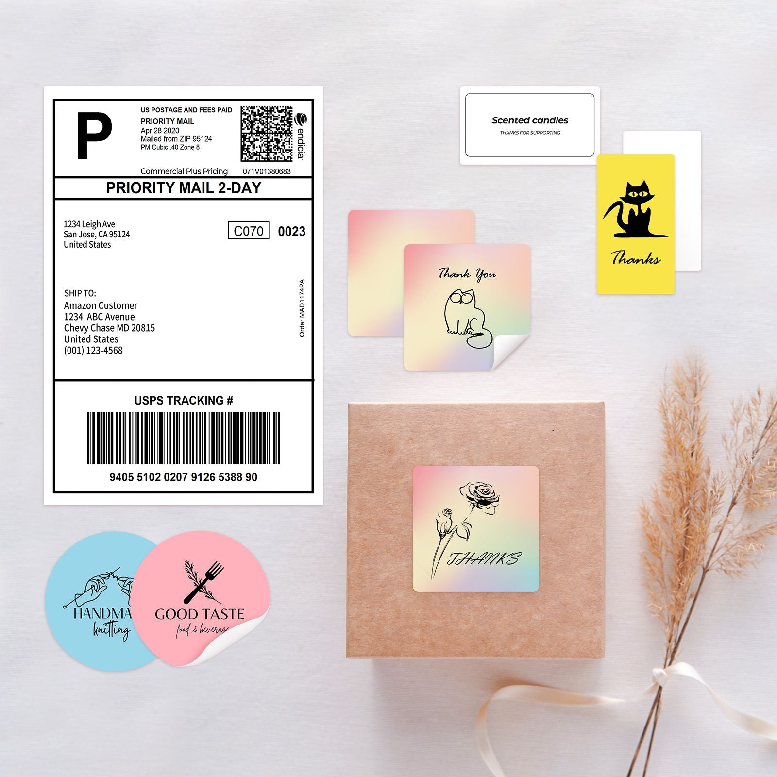 MUNBYN customizable 50mm direct thermal square sticker labels