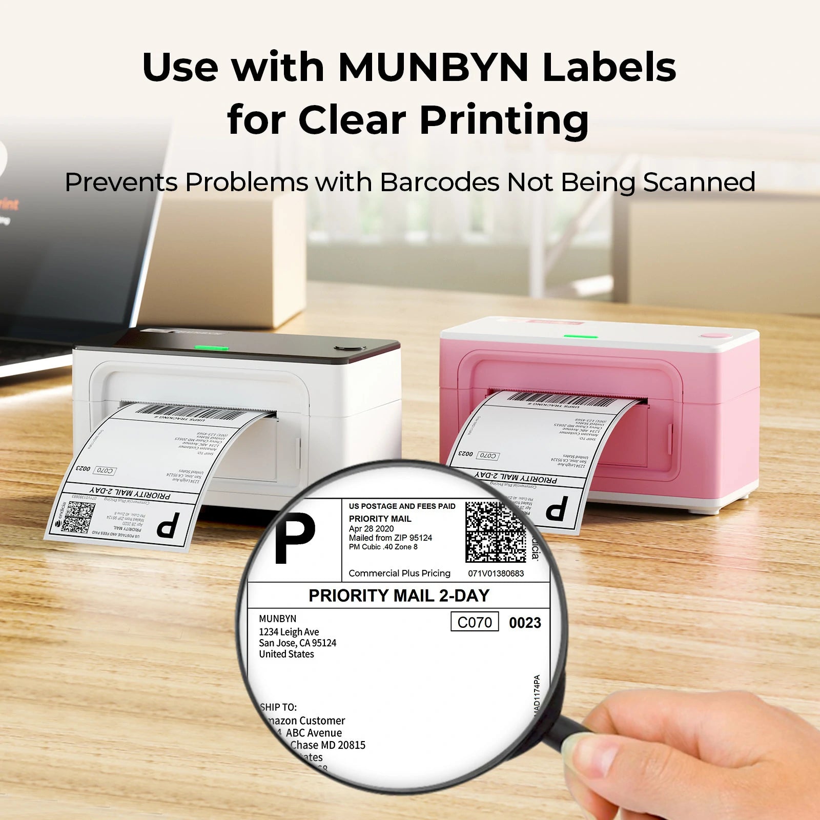 MUNBYN P941B thermal printer can print a wide range of labels, including barcode labels, shipping labels, product labels, and more.