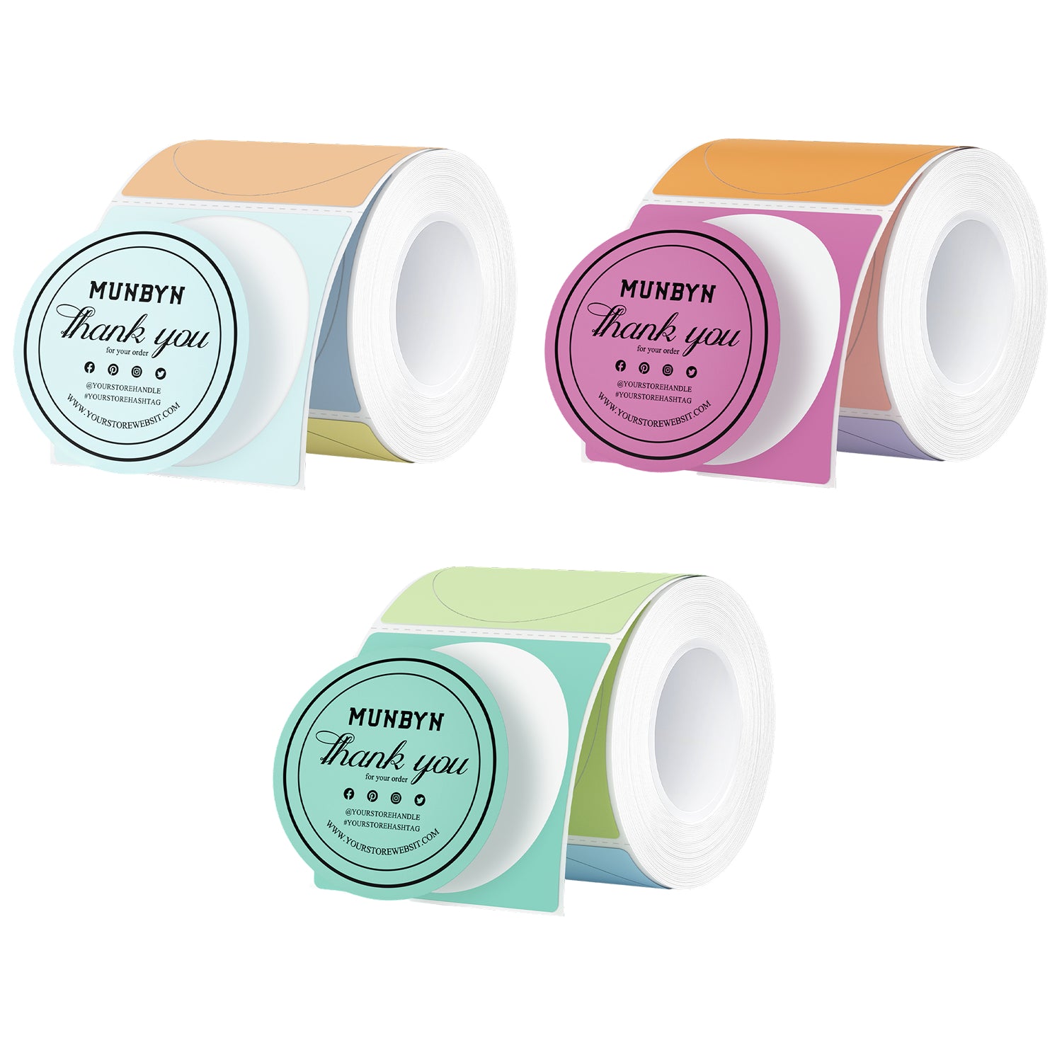 MUNBYN 2" Macaron Round Thermal Labels for Product and Packaging Stickers