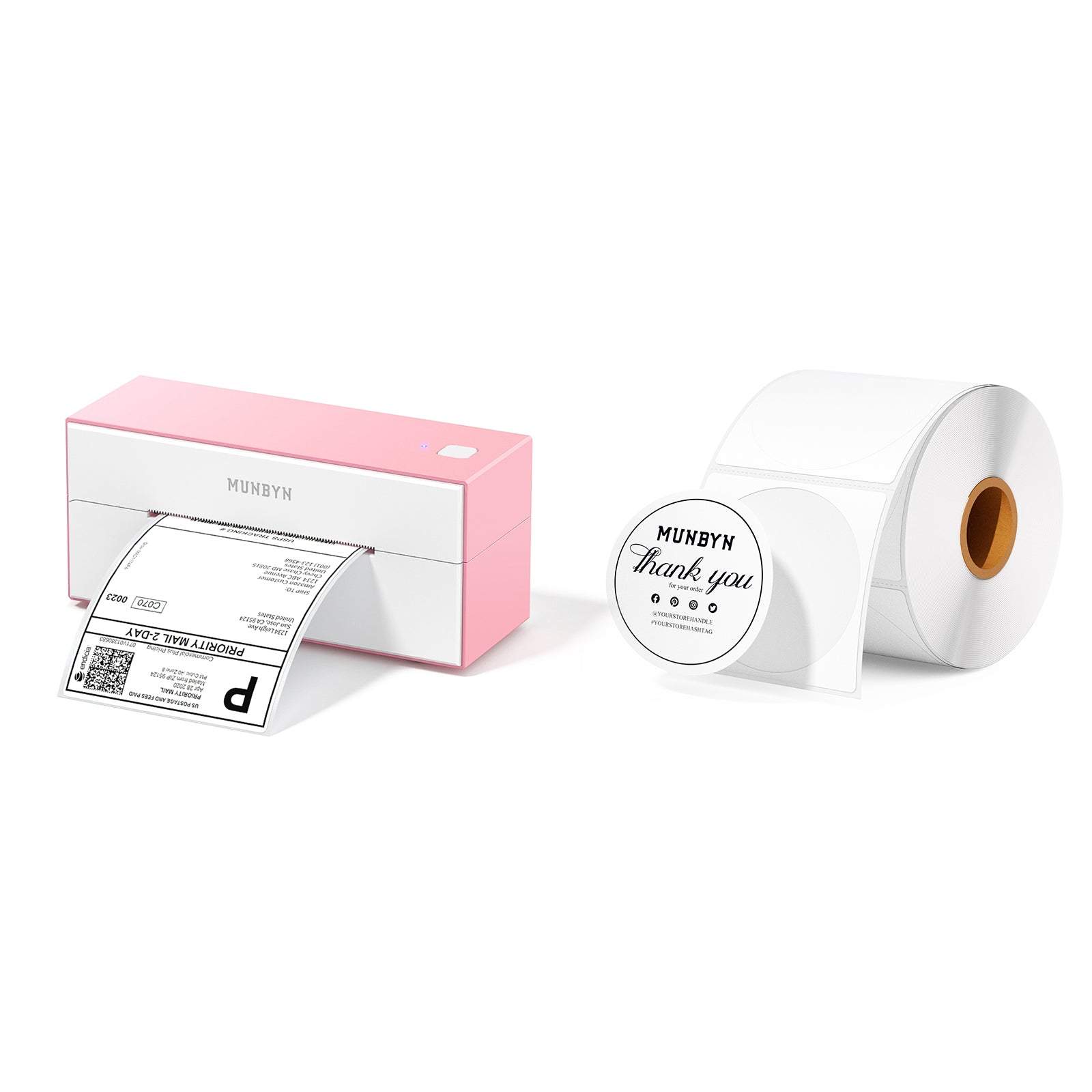 MUNBYN RealWriter 129B Bluetooth Thermal Label Printer| Pink