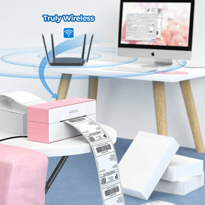 MUNBYN P129S wireless thermal printer utilizes WiFi connection for printing from a range of devices.