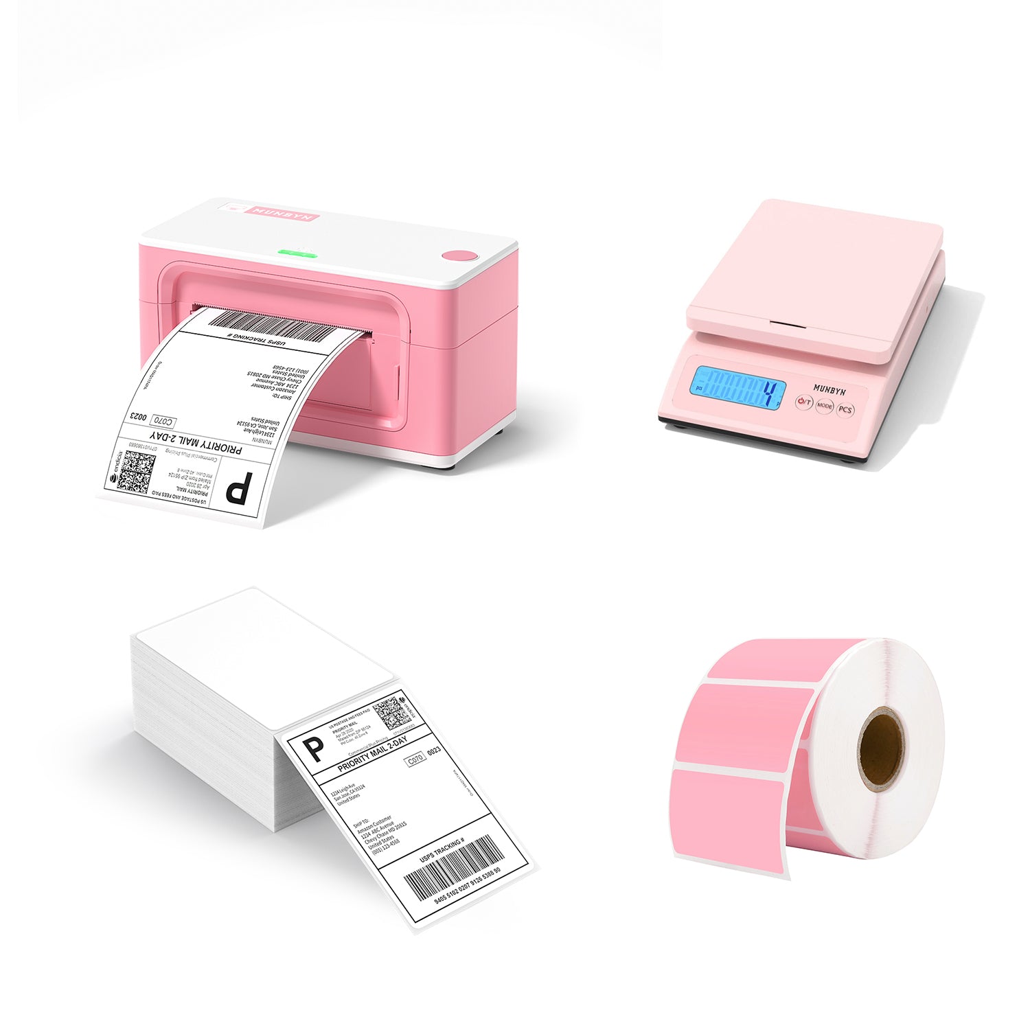 MUNBYN RealWriter 941 AirPrint Thermal Label Printer Pink Kit