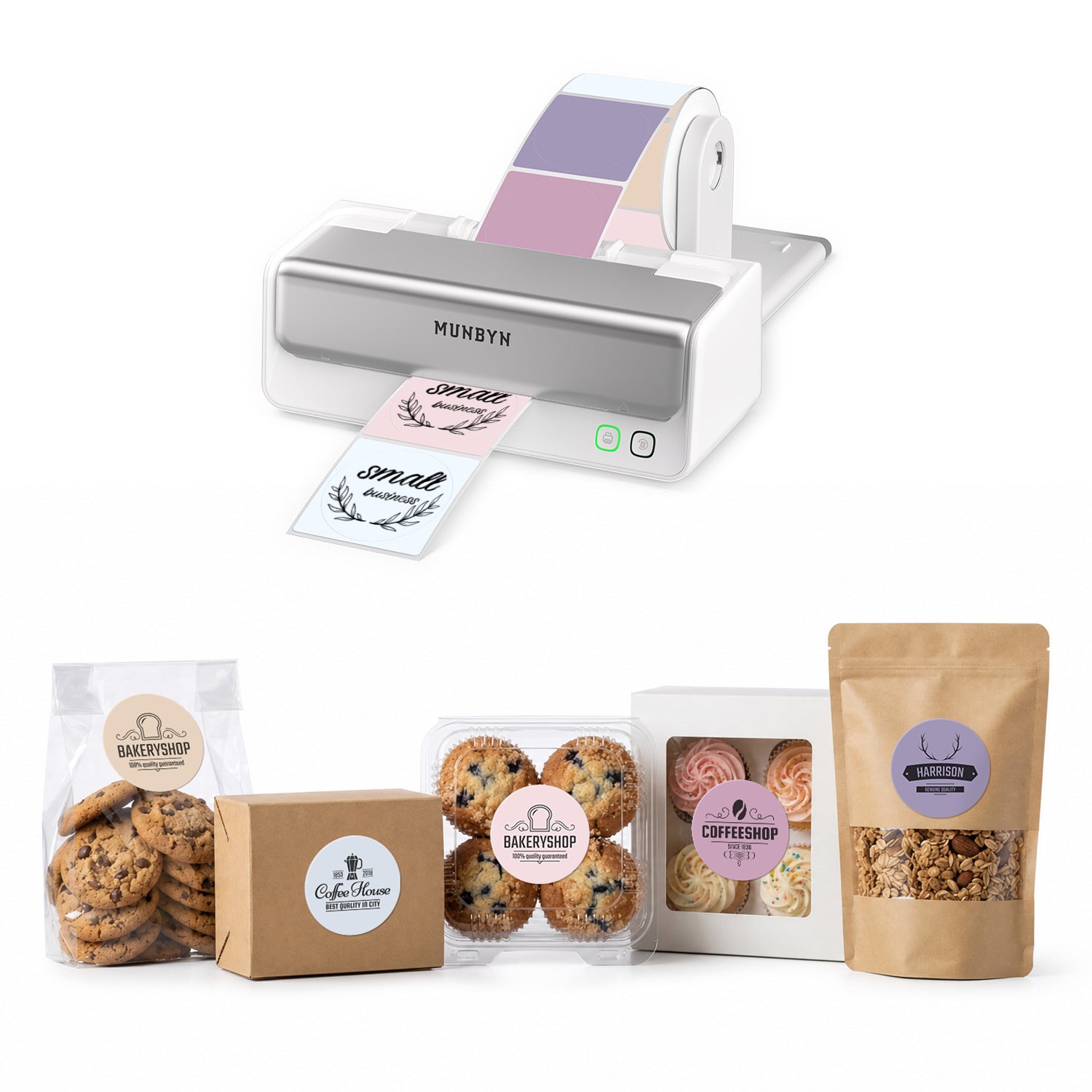 RealWriter 405B Bluetooth Printer & Morandi Labels Bakery Packaging Pro Kit