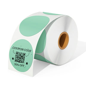 MUNBYN 2" green circle thermal labels are suitable to print barcodes and brand labels.