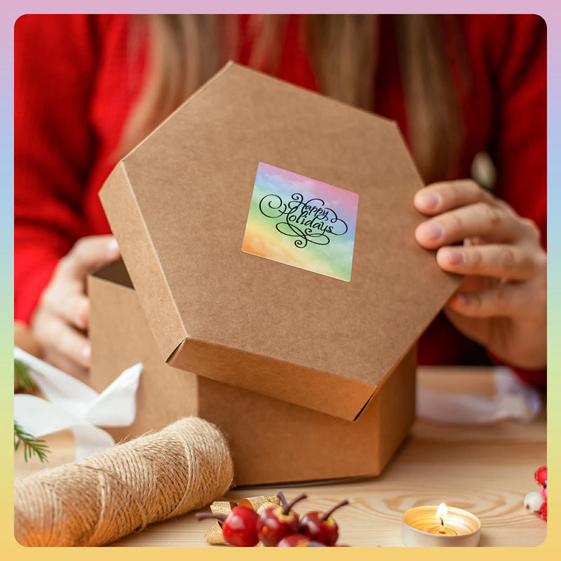 Side view of MUNBYN Watercolor Square Thermal Sticker Labels