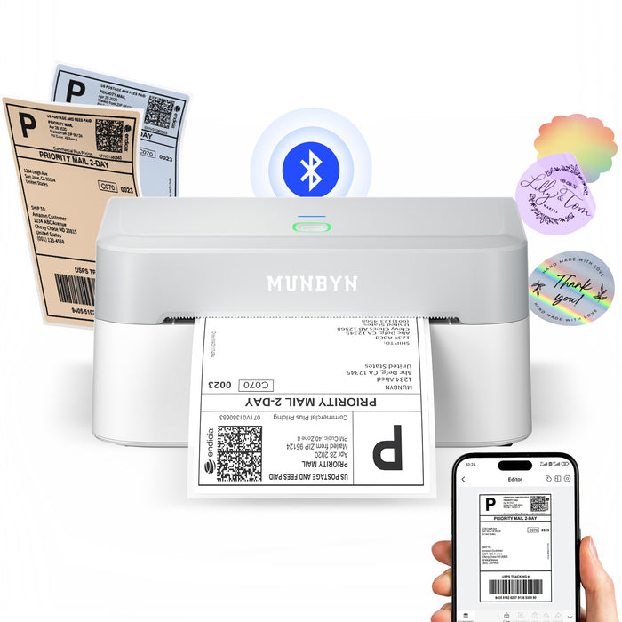 MUNBYN RealWriter 403B Bluetooth Thermal Label Printer|Postage Label Printer-image-LP006-WH-LDGBB2