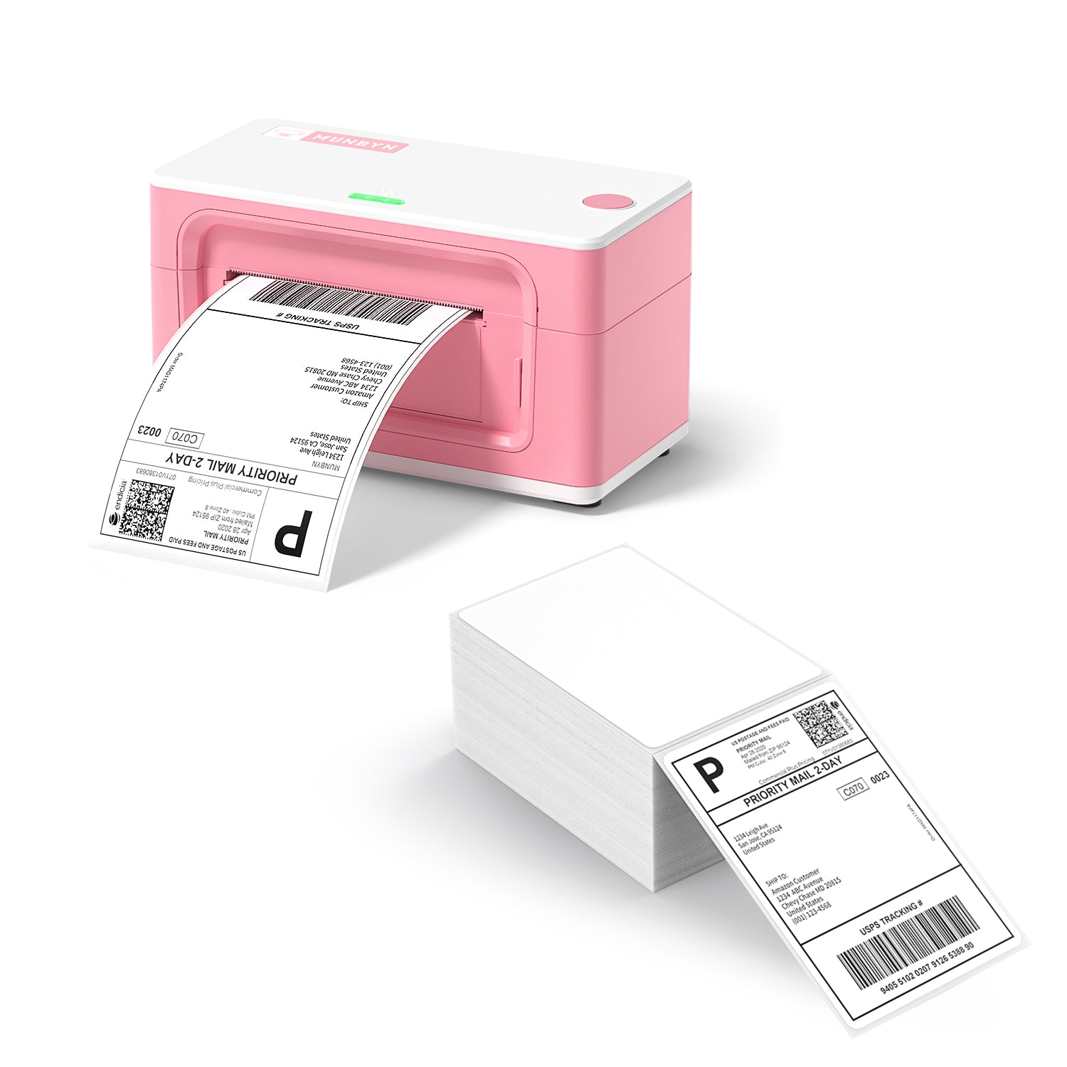 MUNBYN RealWriter 941 AirPrint Thermal Label Printer Pink Kit