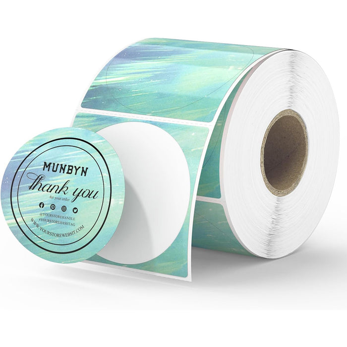 MUNBYN Aurora Color Round Thermal Sticker Labels Green - No Bpa and Bps-image-Aurora-GN
