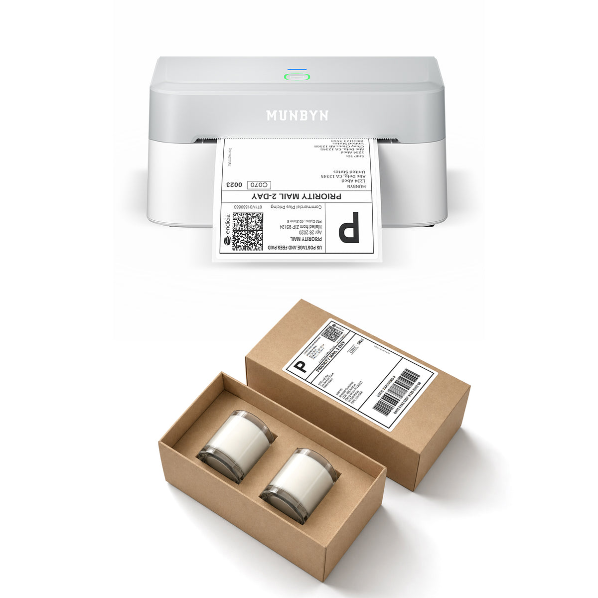 RealWriter 403B Bluetooth Printer & 4x6 Fanfold Labels Candle Shipping Starter Kit